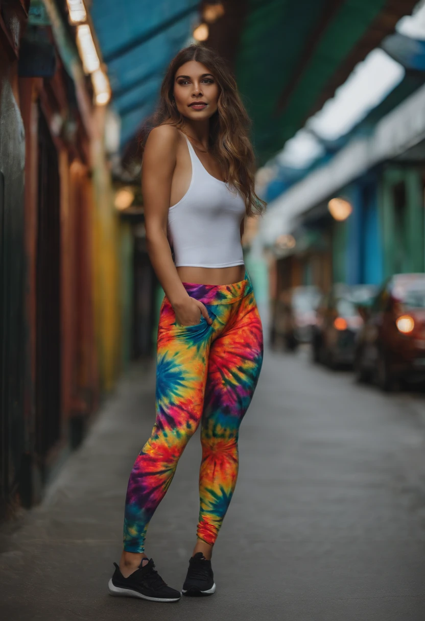 girl wearing tie dye leggings