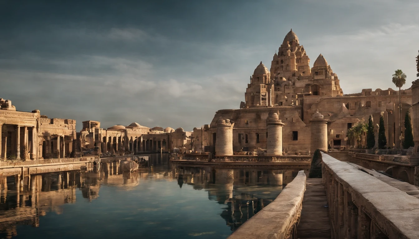 The lost city of Atlantis if it was still around today. Images of life in 2023 in Atlantis, cinematic, street photography,