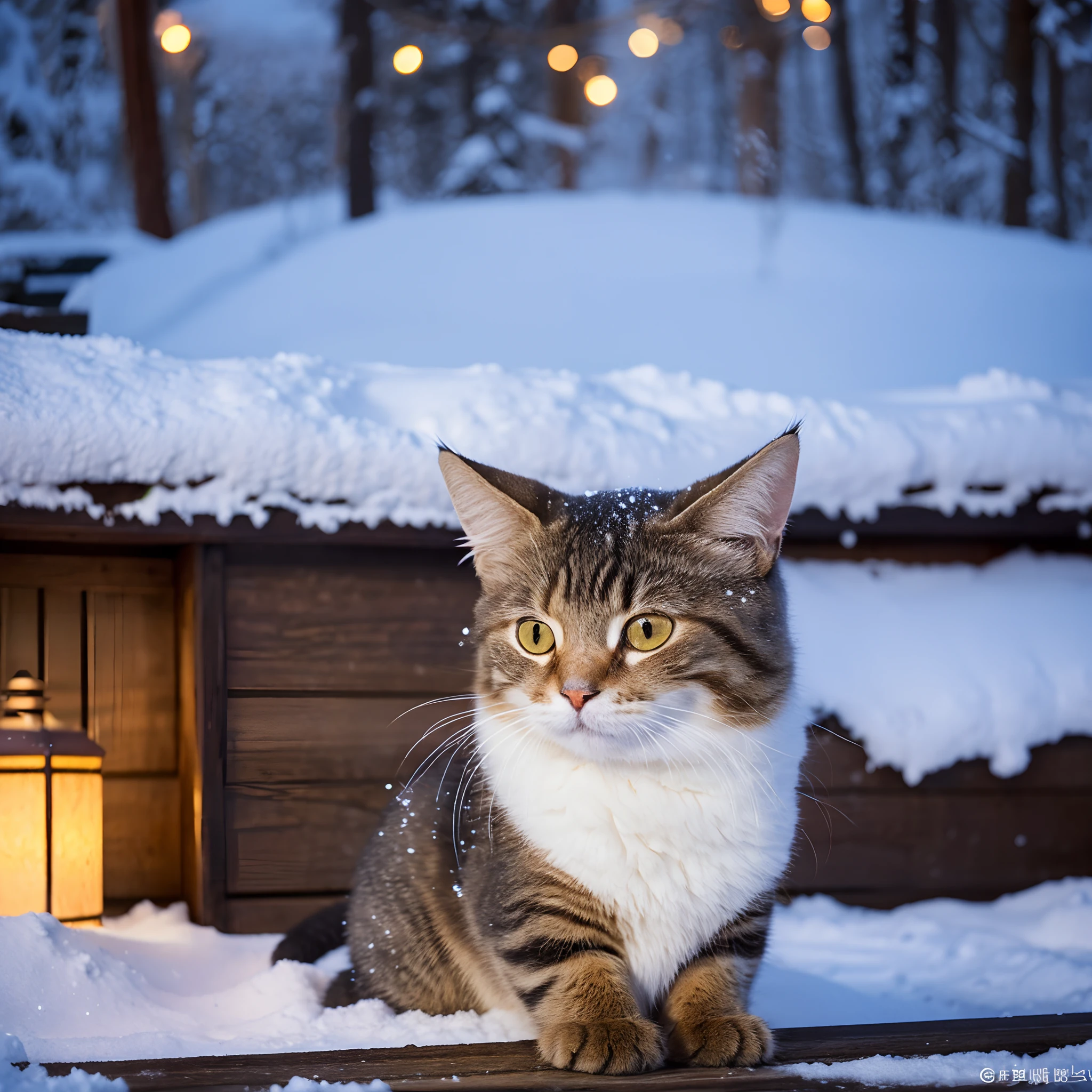 Super realistic、Warm tones、Soft light
One possible output prompt is::
"cat, (best quality, high-res, ultra-detailed:1.2), enjoying a relaxing time in a Japanese hot spring, (snowing), (photorealistic:1.37), warmth, soft lighting"
Be aware of:This is just an example,You are free to play and adjust according to the needs of the theme。