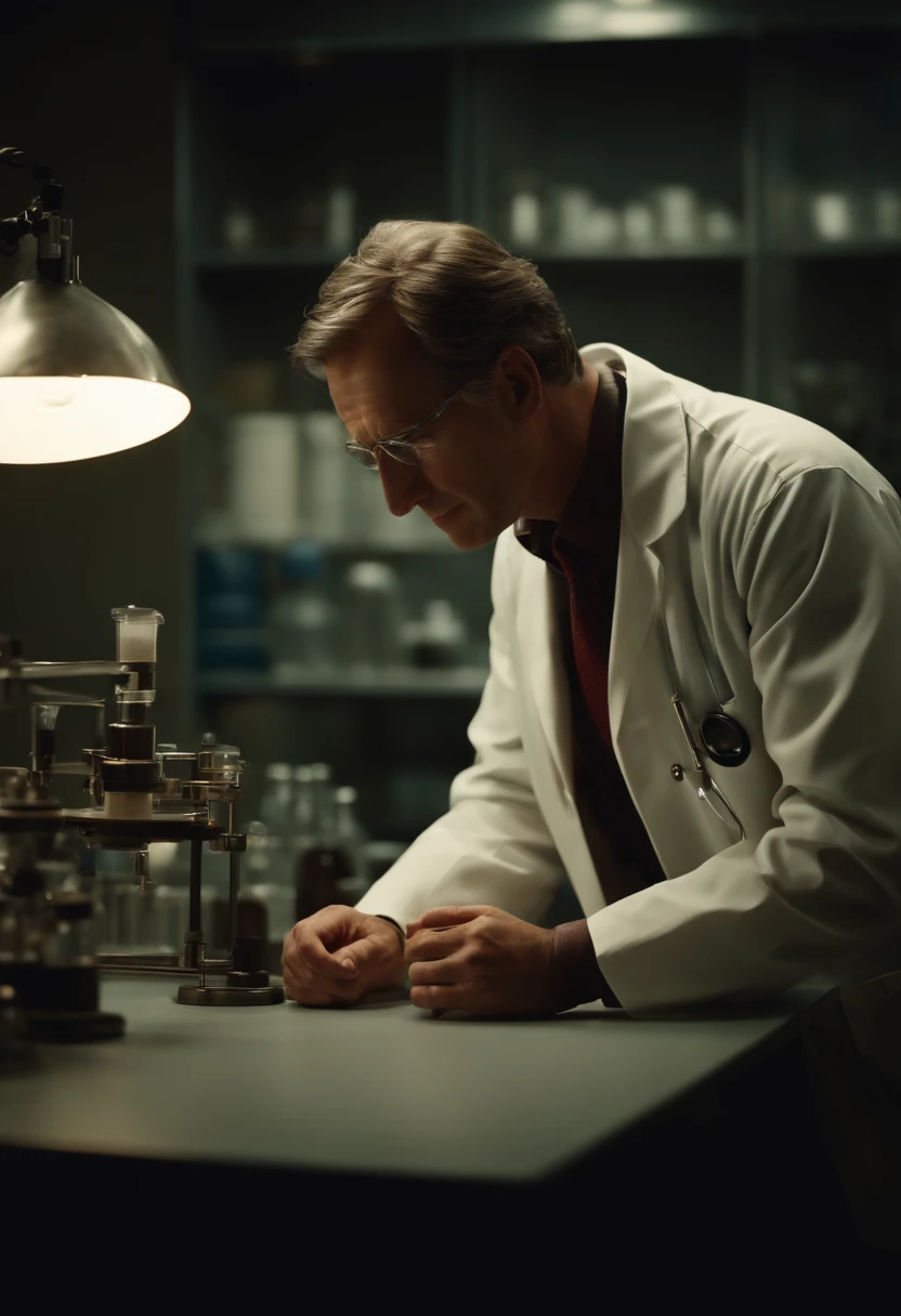 Doctor examines a man in a laboratory