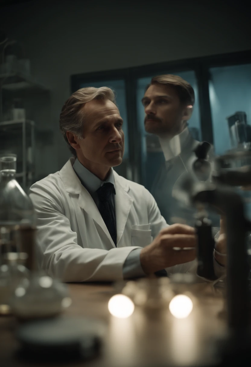 Doctor examines a man in a laboratory