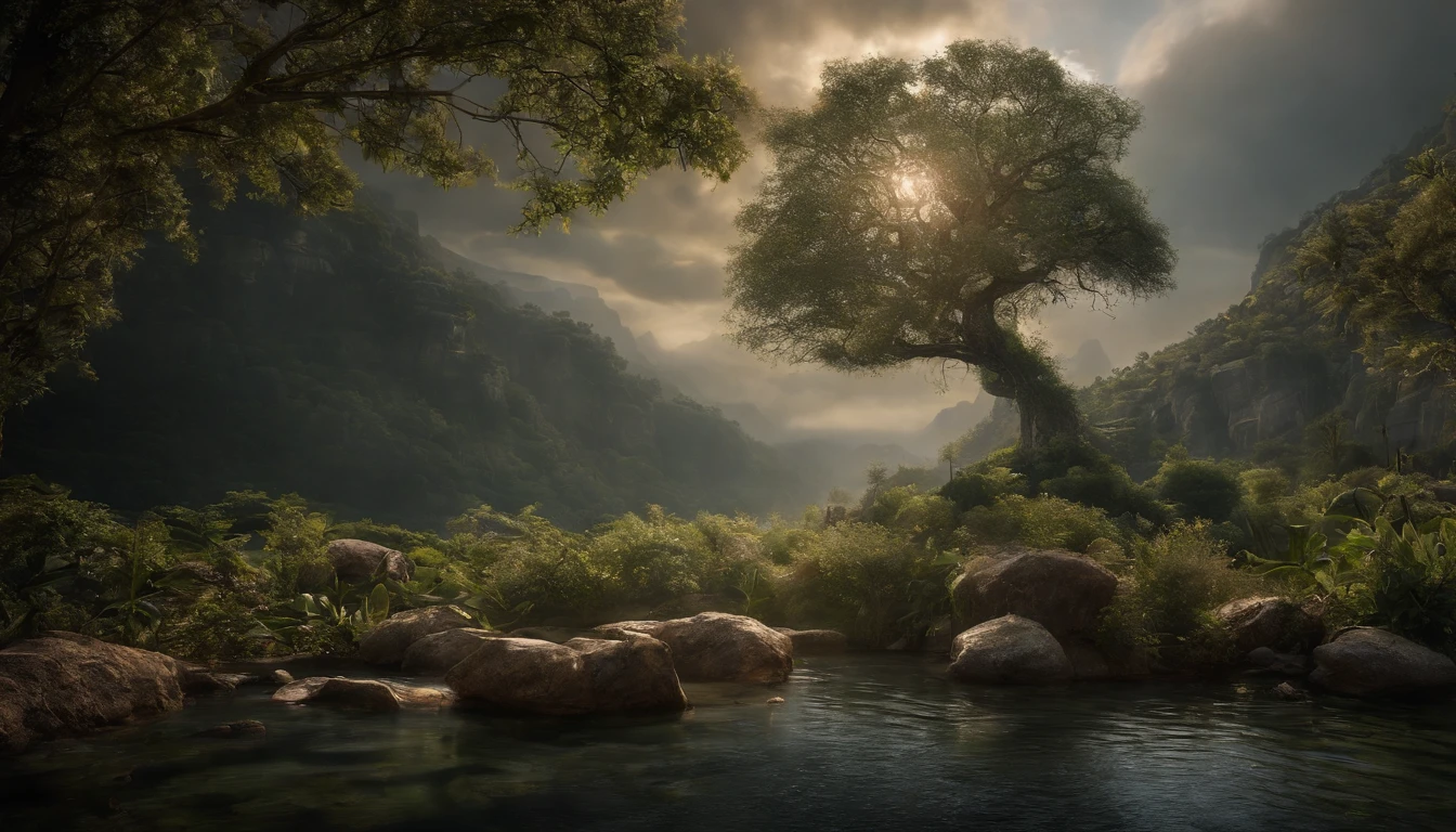 The Garden of Eden, beautiful perfection, the tree of knowledge, in perceivable beauty, the first place on earth, heaven on earth
