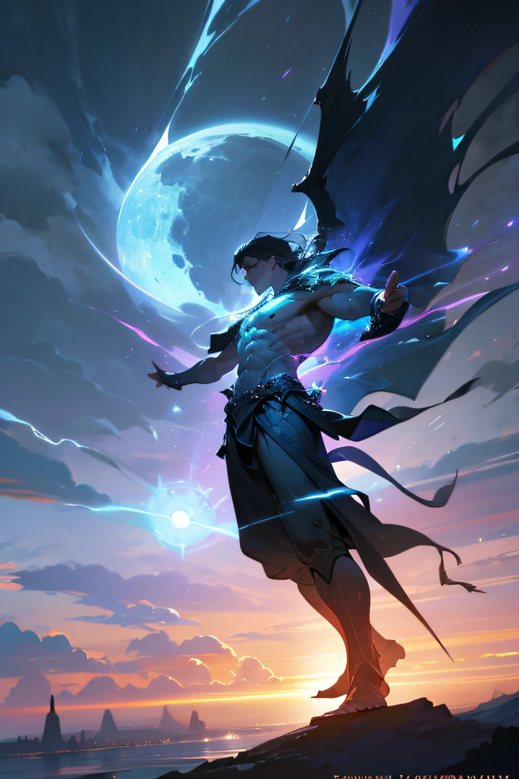 (best quality,4k:1.2),ultra-detailed,(realistic:1.37),man levitating in epic pose, 3/4 view,levitating,superpowerful man,body floating in mid-air,extraordinary strength,incredible energy,gravity-defying,herculean strength,vivid colors,concept artists,dramatic lighting,fantasy artwork,magical powers,dynamic stance,heroic figure,enchanting background,spellbinding atmosphere,emotionally charged,awe-inspiring composition,impressive physique,exhilarating moment,epic proportions,majestic posture,commanding presence,determined expression,piercing eyes,rippling muscles,wind-swept hair,stormy skies,cinematic quality
