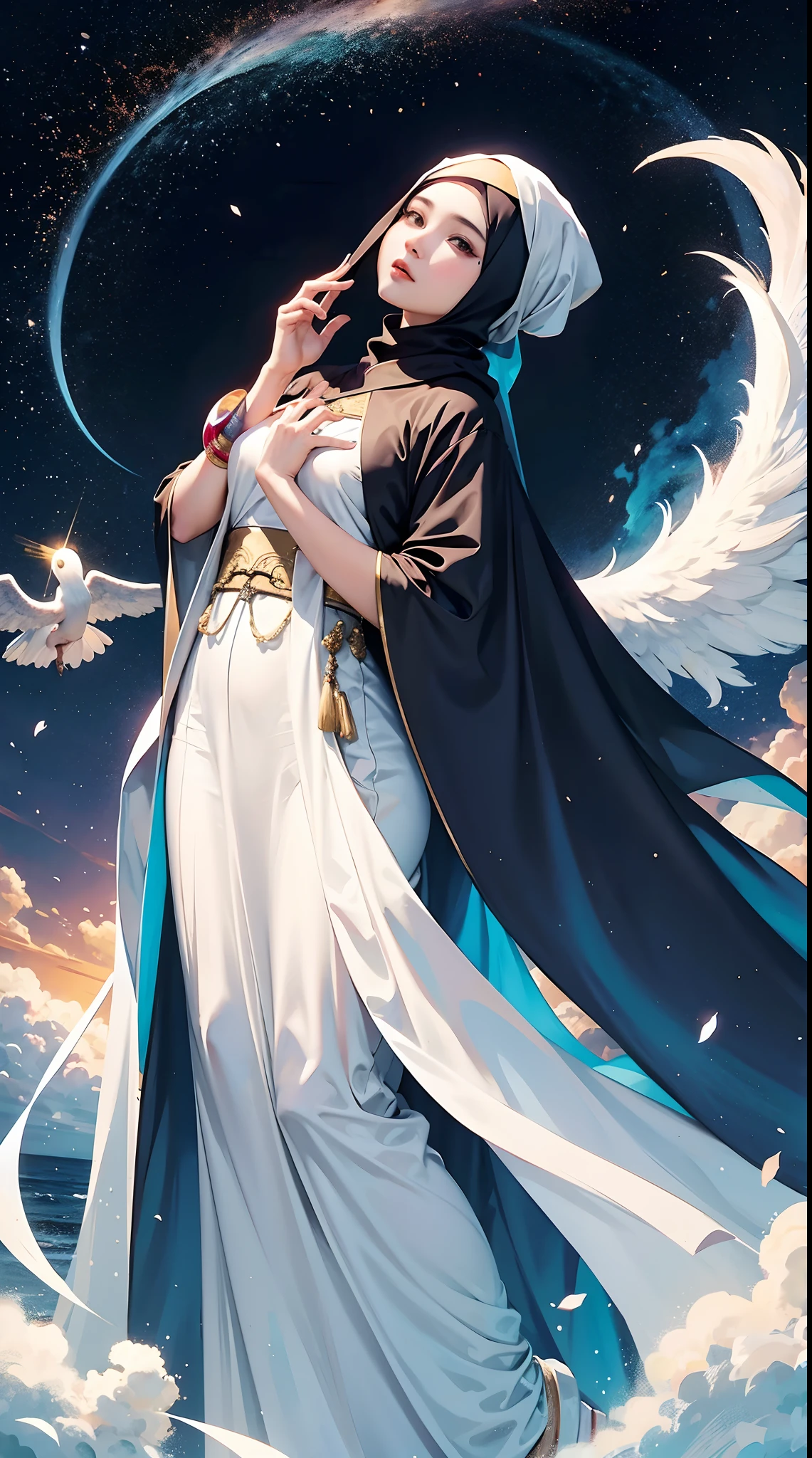 Muslim woman, Angels no face, God-like face covering piece of cloth, hanfu, Headscarf