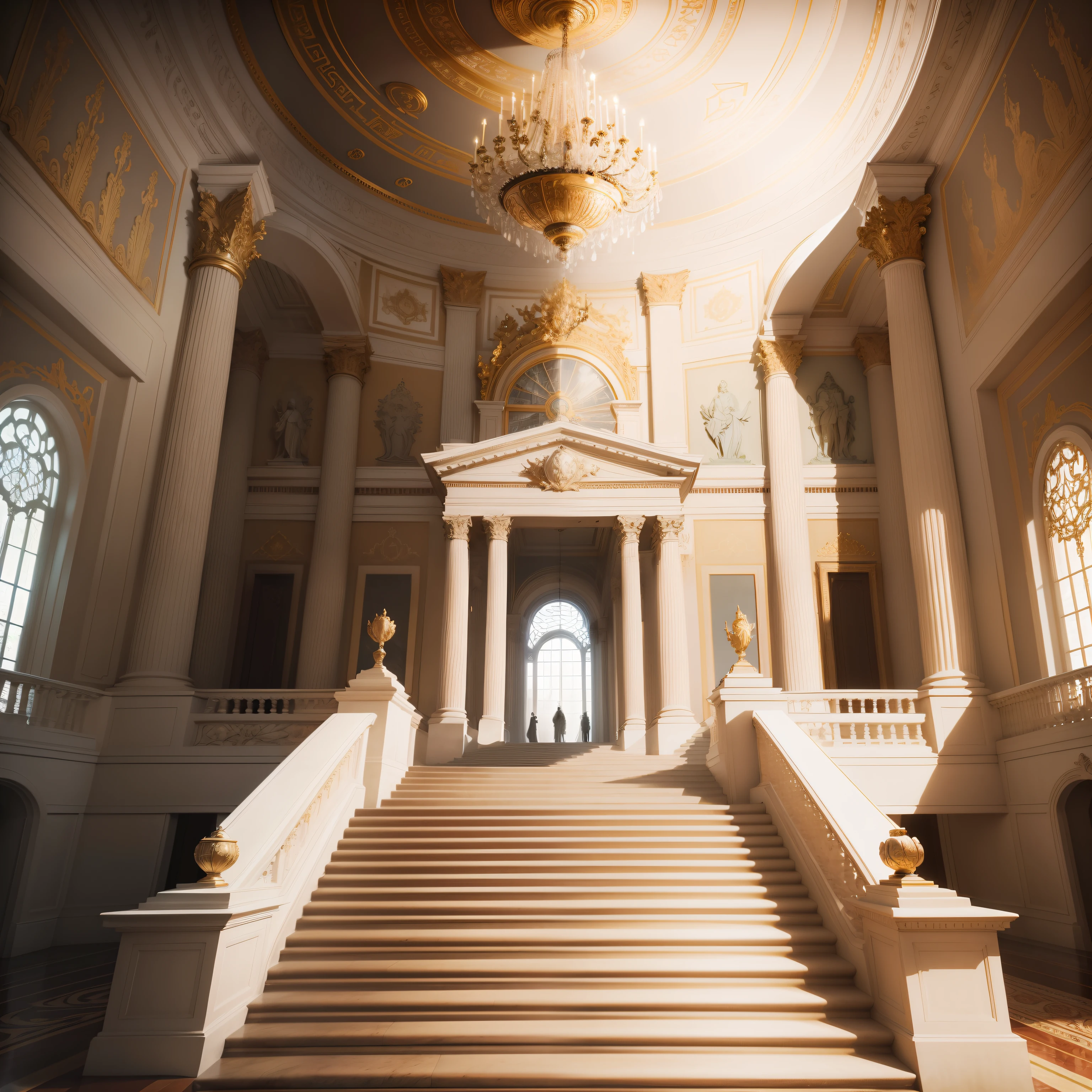 (best quality,4k,8k,highres,masterpiece:1.2),ultra-detailed,realistic,stunning Stalinist Empire style architectural masterpiece in a modern interpretation,luxurious,grand,impressive,extravagant,majestic building,noble and monumental facade,ornate decorations on the exterior,meticulously sculpted sculptures and reliefs,imposing and soaring tower,marble pillars and grand entrance,vibrant and elegant color scheme,rich and detailed textures,sparkling windows reflecting sunlight,impressive symmetry and balance,meticulously designed and crafted interior spaces,beautifully adorned ceilings and chandeliers,opulent and spacious halls with grand staircases,expansive arched windows offering breathtaking views,inviting and comfortable seating areas,exquisite furnishing and decor,impeccable attention to detail in every corner,high-quality materials and finishes throughout,professional lighting enhancing the ambiance,serene and peaceful atmosphere,impressive landscape surrounding the building,lush green gardens with neatly manicured hedges and colorful flowers,tranquil water features and fountains,graceful statues and sculptures adorning the grounds,harmony between the building and its surroundings,a true masterpiece of architectural art blending Stalinist Empire style with a modern twist.