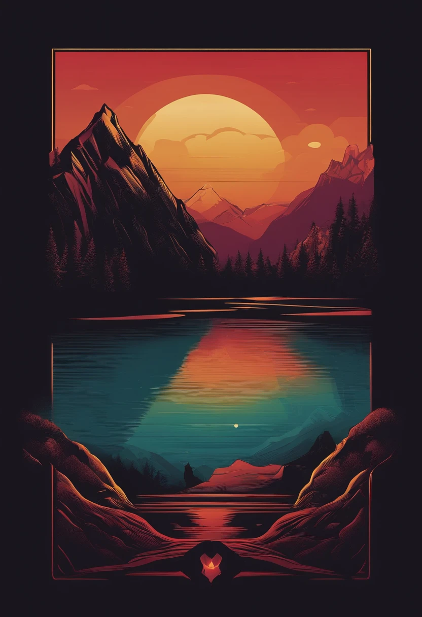 crie uma logo de montanha simples de uma cor preta em formato retangular