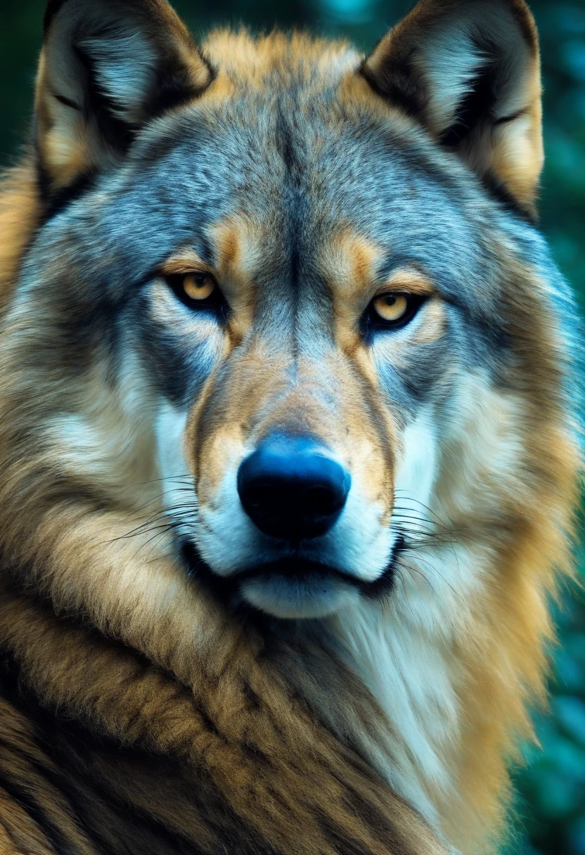 Lobos com efeitos azuis