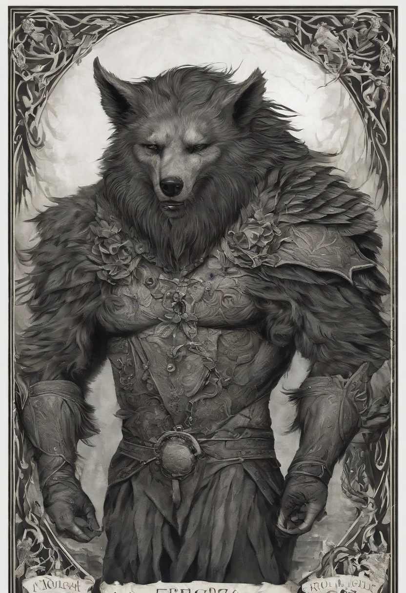 Weiblicher Werwolf, Lobo Anthro, Weibliche Eigenschaft hervorheben, large bust, large rear, Haariger Schwanz, Weiches Fell, Dunkelgraue Farbe,  gelbe Augen, fangs, Zerfetzte Kleidung, Klauen, Halskette am Hals, Langer Mantel, Blutige Klauen, Blick auf den Betrachter, mad, Durchdringender Blick, Nocturnal background, Vollmond.