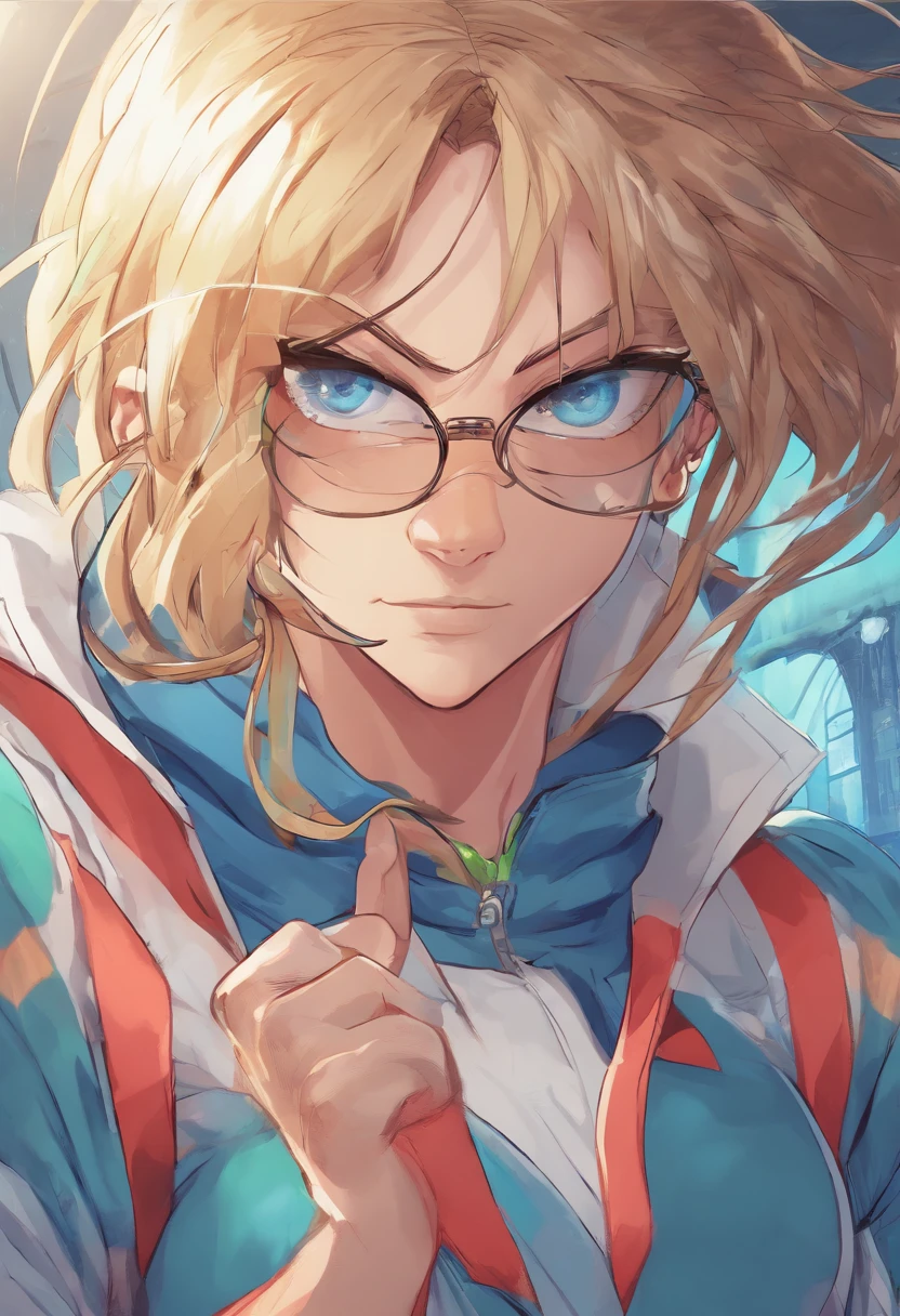 (best quality,4k,8k,highres,masterpiece:1.2),ultra-detailed,(realistic,photorealistic,photo-realistic:1.37),beautiful detailed eyes,beautiful detailed lips,extremely detailed eyes and face,longeyelashes,1girl,white long hair,blue left eye,green right eye,glasses,light blue hoodie,illustration,textured,soft brush strokes,scenic garden background,soft natural lighting,vibrant colors,magical atmosphere