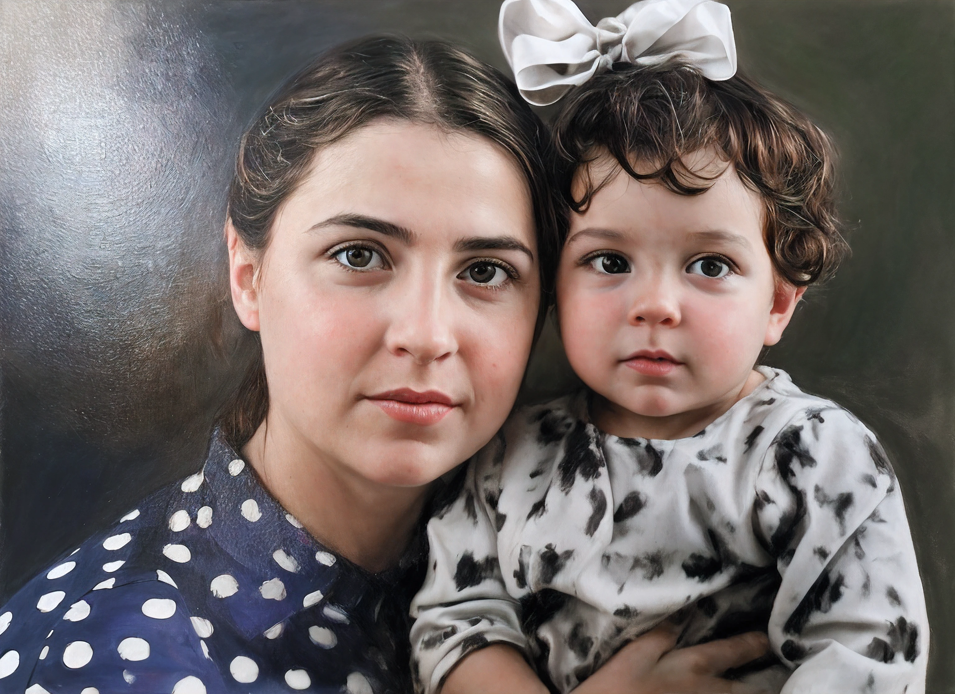 There's a woman holding a baby and posing for a picture, retrato colorido, foto retrato realista, retrato de alta qualidade, retrato realista da foto, highly detailed photo portrait, num estilo de hiper-realismo, retrato colorido detalhado, in a oil painting style, retrato fotografia realista, retrato moderno, Realistic portrait, realistic studio portrait, retrato da vida real, retrato detalhado