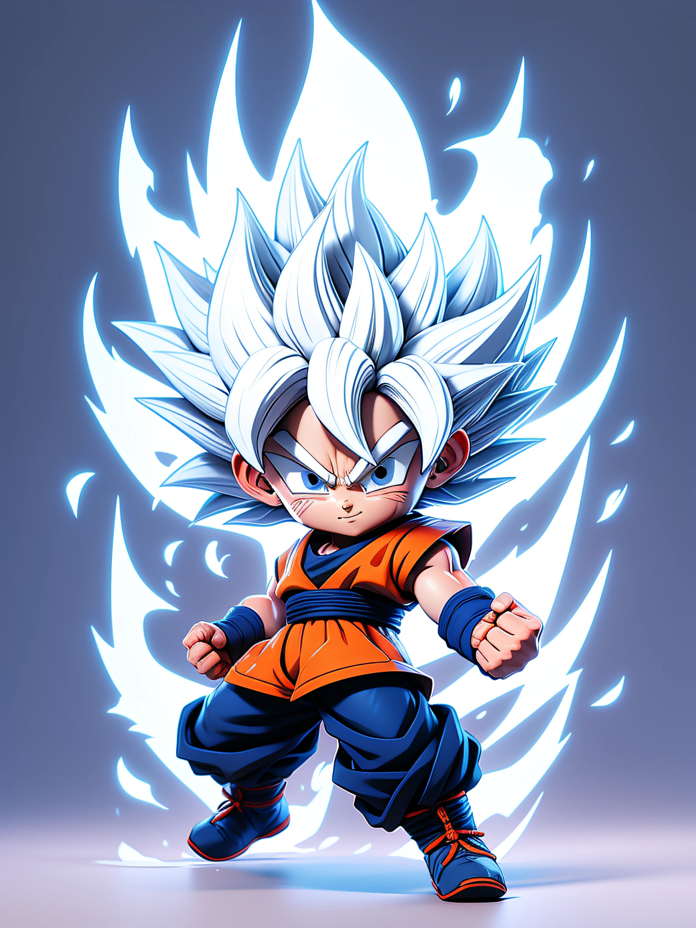 1 man, solo, Son goku ultra instinct, ((white hair)), simple background, akira toriyama style, dragon ball. sticker, gran calidad, vector, HD,