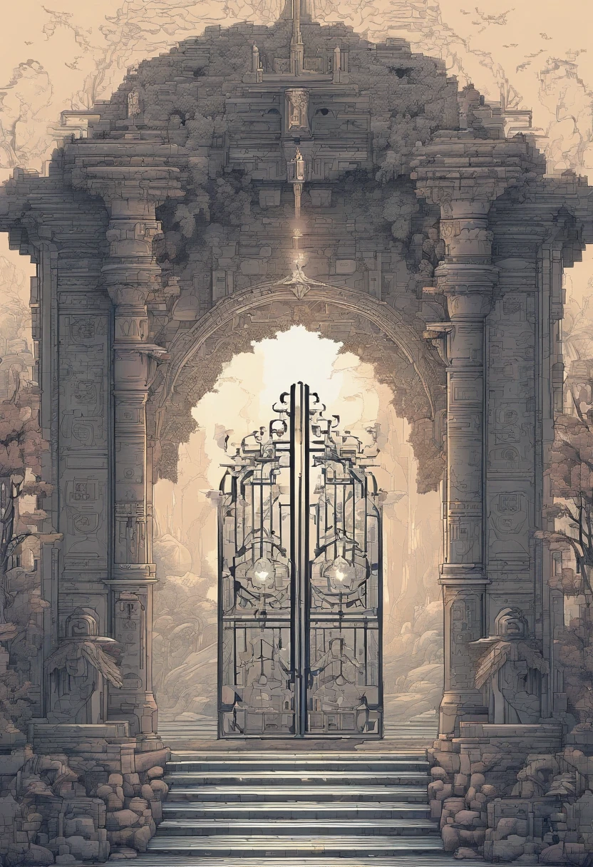 best quality,ultra-detailed,realistic,magical,stone gate,portal,model,detailed textures,various shades of gray,ancient architecture,mysterious atmosphere,enchanted,soft lighting,ethereal,translucent,glowing runes,magic flowing through,hidden secrets,entrance to another realm,imposing structure,weathered stone,cracks and moss,ornate carvings,majestic presence,magic particles dancing in the air,interdimensional travel,otherworldly energy,whispers of the unknown,portal to a different dimension,perfectly symmetrical,impressive craftsmanship,elaborate designs,sublime beauty,mystical aura,seamless integration of the gate with its surroundings,alluring and captivating,awe-inspiring,unparalleled masterwork,vibrant and vivid details,dreamlike realm,unveiling new possibilities