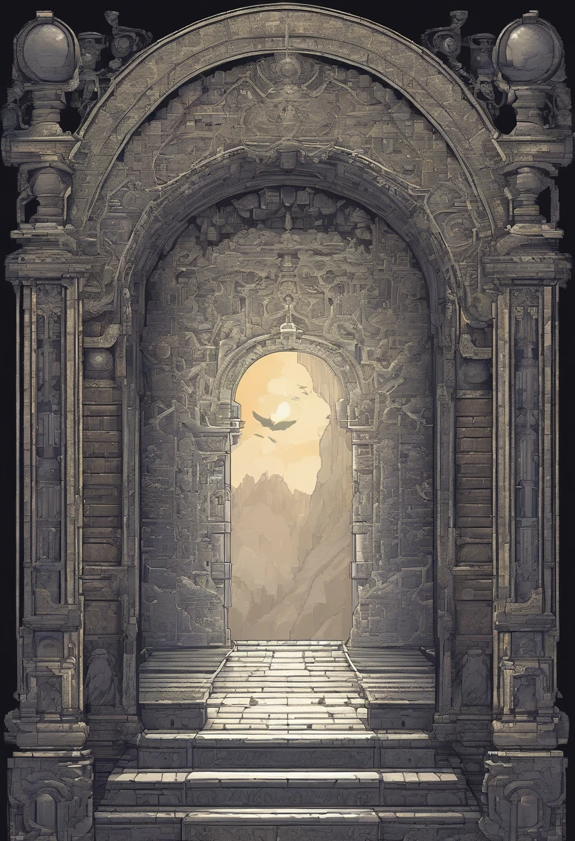 best quality,ultra-detailed,realistic,magical,stone gate,portal,model,detailed textures,various shades of gray,ancient architecture,mysterious atmosphere,enchanted,soft lighting,ethereal,translucent,glowing runes,magic flowing through,hidden secrets,entrance to another realm,imposing structure,weathered stone,cracks and moss,ornate carvings,majestic presence,magic particles dancing in the air,interdimensional travel,otherworldly energy,whispers of the unknown,portal to a different dimension,perfectly symmetrical,impressive craftsmanship,elaborate designs,sublime beauty,mystical aura,seamless integration of the gate with its surroundings,alluring and captivating,awe-inspiring,unparalleled masterwork,vibrant and vivid details,dreamlike realm,unveiling new possibilities