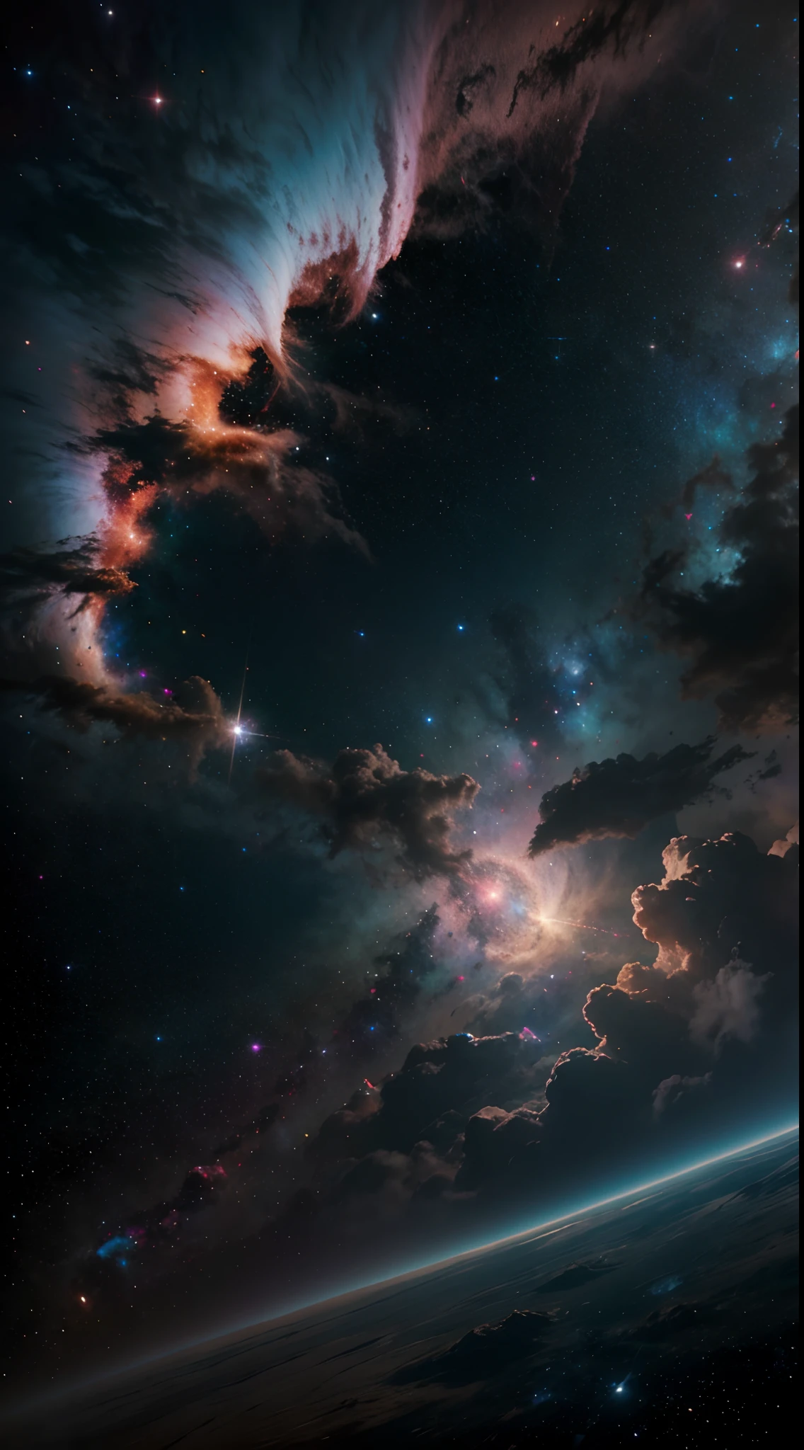 Create the universe with colorful nebulae and dust clouds in space, Imagem em 4K