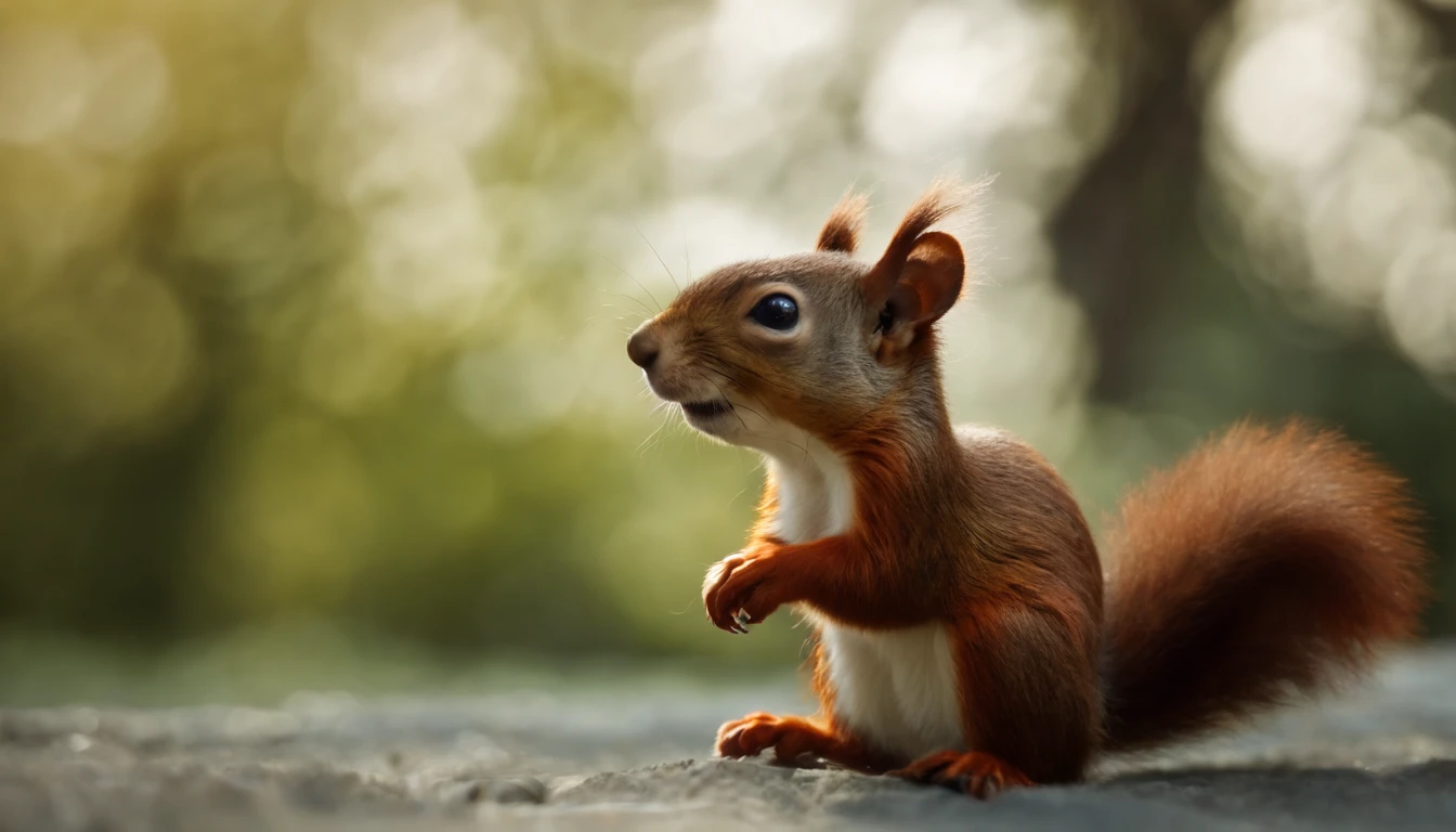 A squirrel giving a TED talk to a crowd of swirls