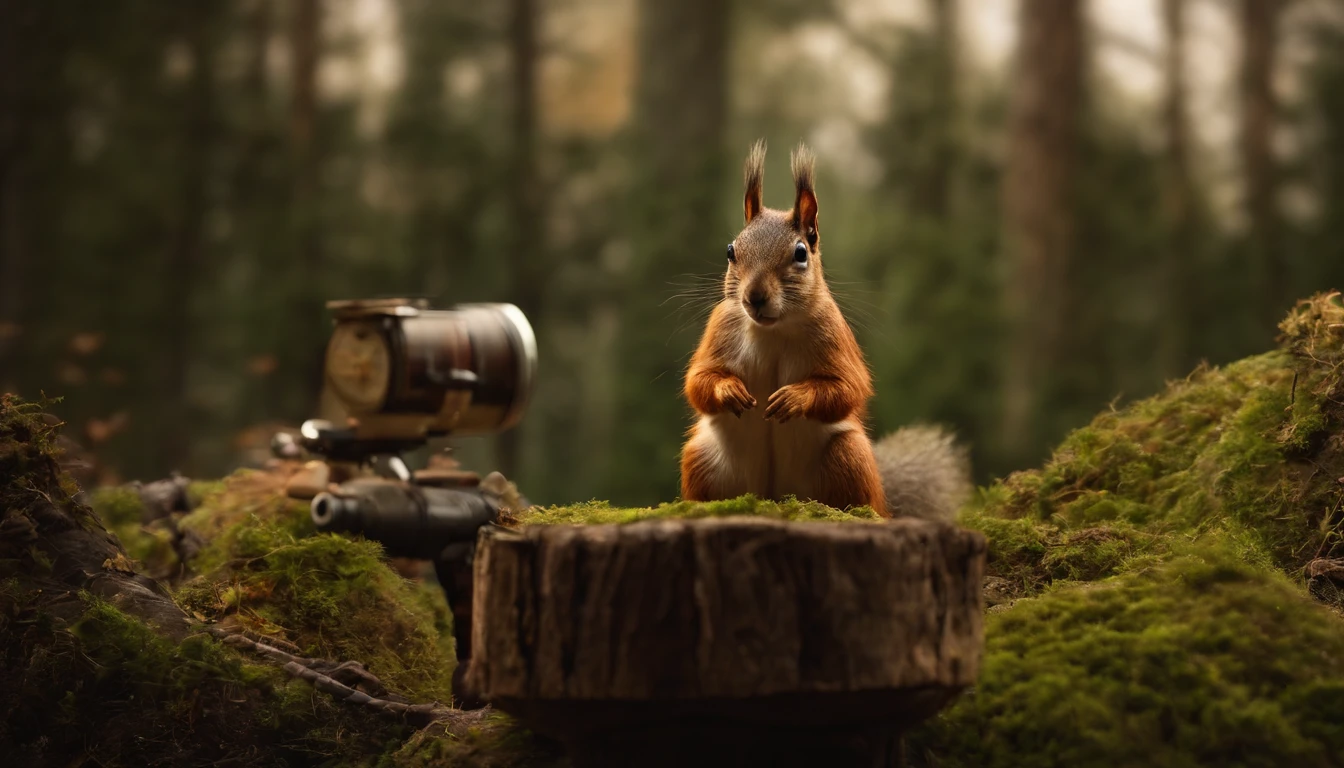 A squirrel giving a TED talk presentation to a crowd of squirrels in the office, with charts and graphs