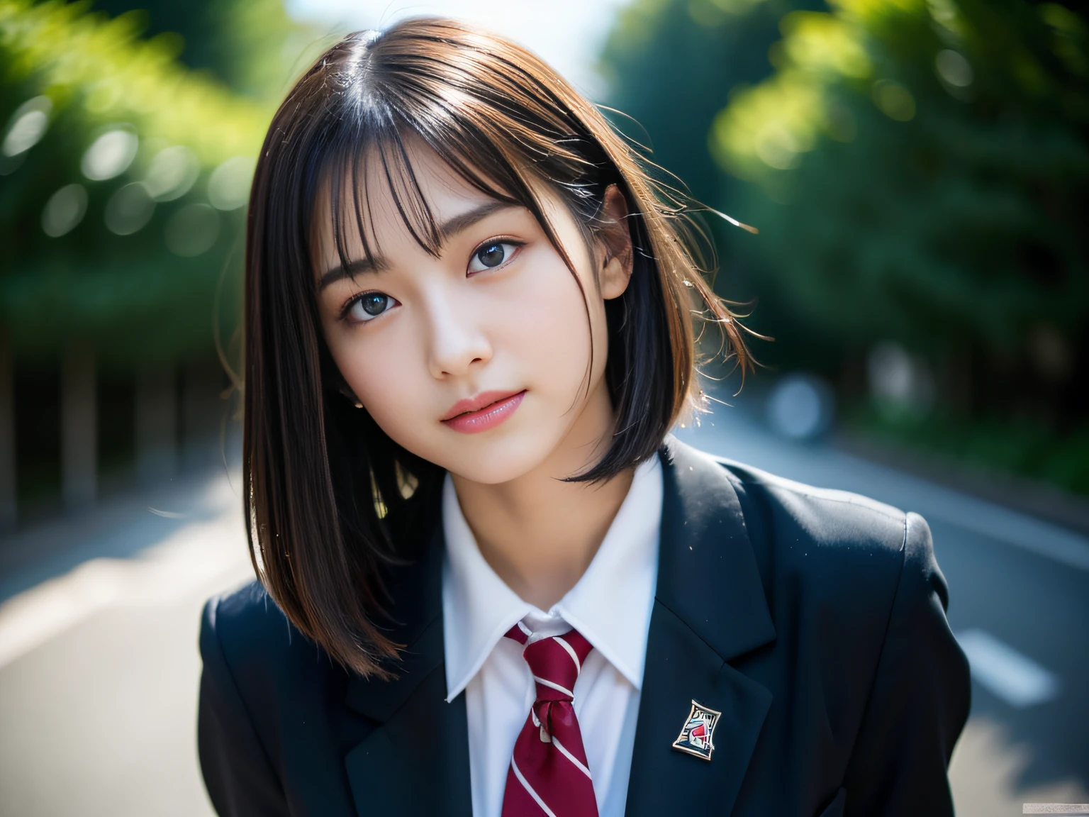 (((32k,high detal,high-detail、masterpiece,Attention to detail,full body Esbian,独奏))),Raw photo & realistic atmosphere,beautiful dark blue eyes,Detailed mouth,Glossy lips,Detailed eyebrows,Eyes drawn in detail with soft white skin that shines with every detail、azure eyes,Very beautiful eyes,Detailed lips、Very beautiful face,Very well-formed face、Lifelike face,shiny beautiful lips, Realistic Young Gravure Idol, very beautiful school girl, ,Moderately beautiful, Young Sensual Gravure Idol, Young Gravure Idol, Beautiful, Cute and sexy15 year old schoolgirl,the whole body is wet,dripped out,with a flushed face,Incredibly beautiful15-year-old girl,short-cut,Brown shiny hair,Hair is wet,Dripping water,dripping,(Black pantyhose,Beautiful fece,Looking at the camera:1.4),(High Detail Hi-Vision Hi-Definition Japan HDTV Black HDTV Hi-Vision Black High Definition Black High Definition High Definition Black High Definition Uniform,well-shaped breasts,,Mature body, I'm anxious and about to cry,Moist eyes,cold smile,glareing,The glaring face is also beautiful:1.5),(The chest of the uniform is open,Riding a bike in the city,Straddling a bike,pedal a bike,rollback,Ride a bike in black pantyhose:1.7)