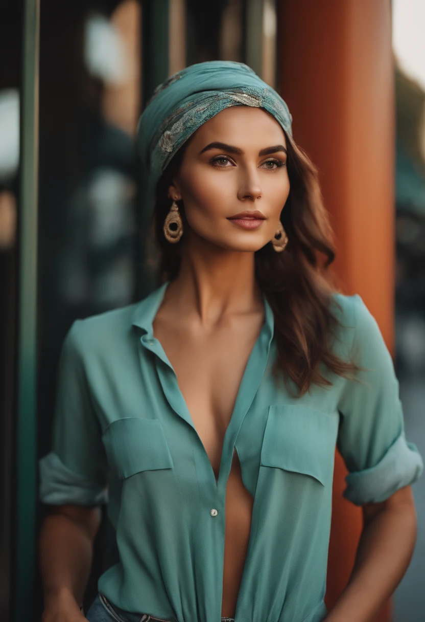 Enterprising woman face for profile picture with simplest clothes Vibrant colors woman without hat without anything