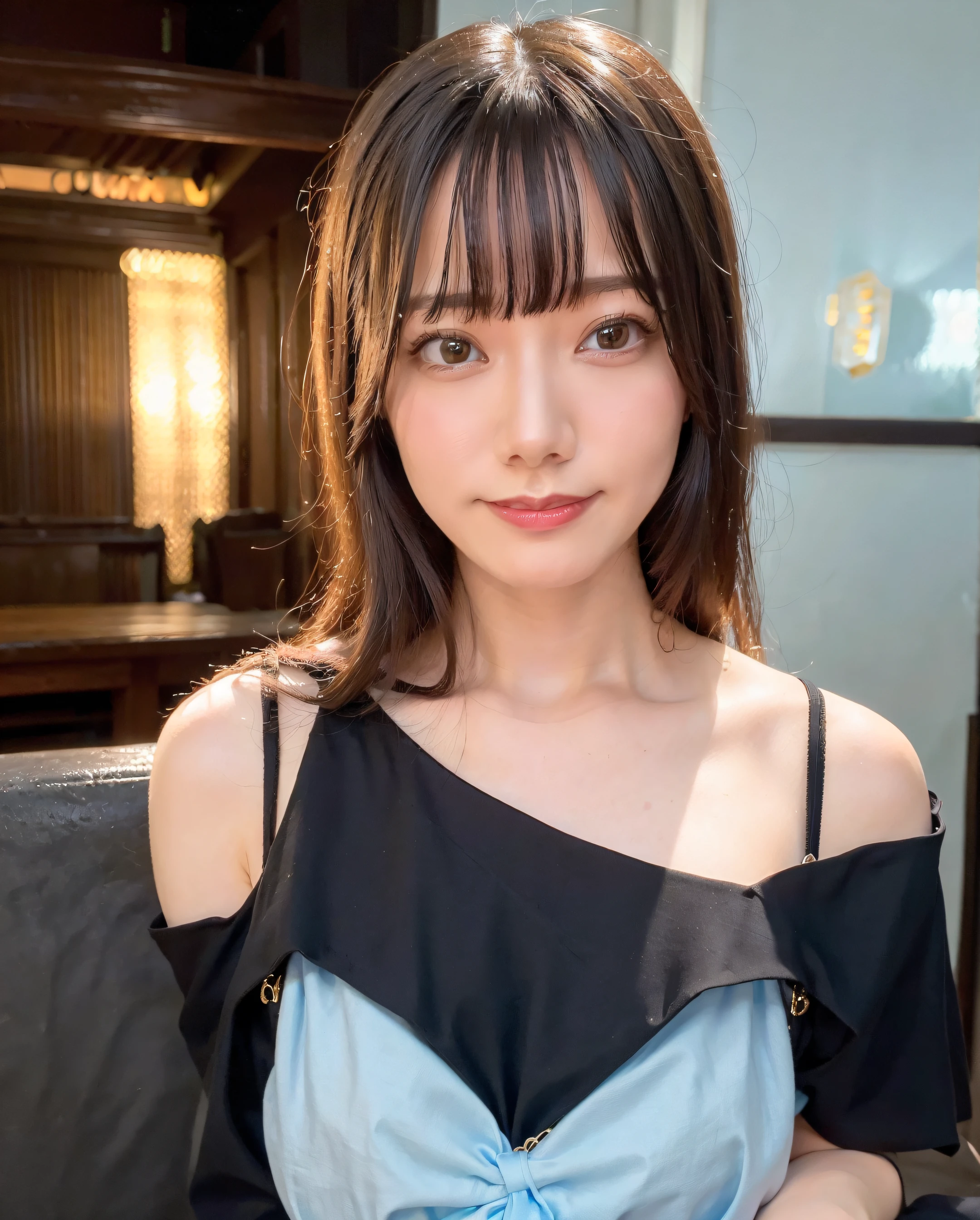 best quality, photorealistic, 8k, high res, 1girl, woman, (professional lighting), (portrait:0.6), (off shoulder dress:1.72), gorgeous, black hair, (short hair:1.2), (1girl eyes looking at viewer:1.4), ((looking at viewer:1.6)), (looking at the camera), photorealistic, (bokeh), (portait:0.6), (dynamic pose:1.2), sfw, (smile:1.6),
