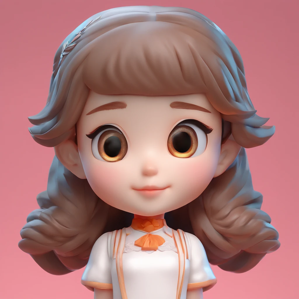 Super Cute Girl IP by Pop Mart, Bright eyes, Cherub,Little white dress, clay, modeled, blind box toy, Glossy and delicate,clean back ground, Good luster, 3D rendering of a,Best Quality