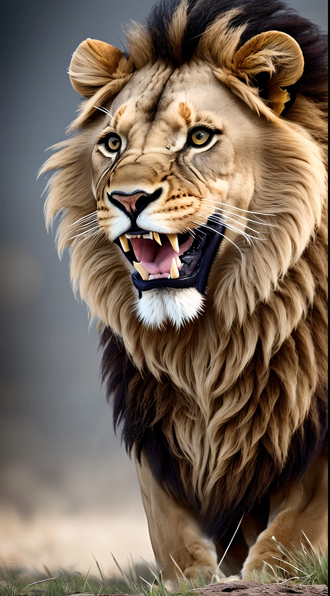 Ultra realistic image of a ferocious lion with its mouth open in an attack position --auto --s2