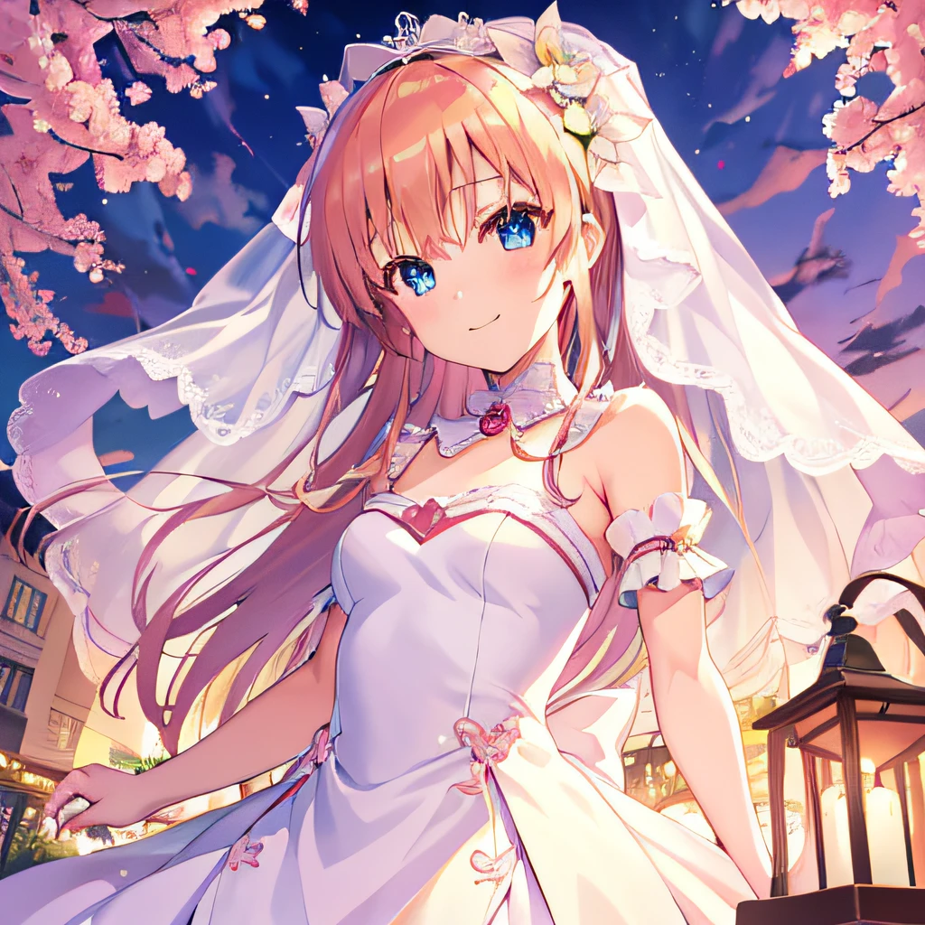 ((masutepiece)), ((Best Quality)), (Ultra-detailed), Anime style, Cute  girl s, 1girl in, Solo, bride, June Bride 00, ((Beautiful eyes))0, Smile