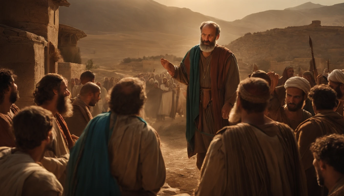 Apostle Paul, 1st century Palestinian scenes, detailed photo, detailed faces, high definition photo.