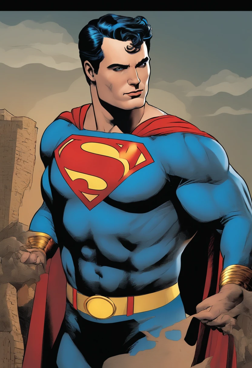 retrato, SUPERMAN FROM THE ANIMATED SERIES WITH FEAR IN HIS FACE, EM UM FUNDO ANGAJADOR E CHAMATIVO PARA UMA THUMBNAIL