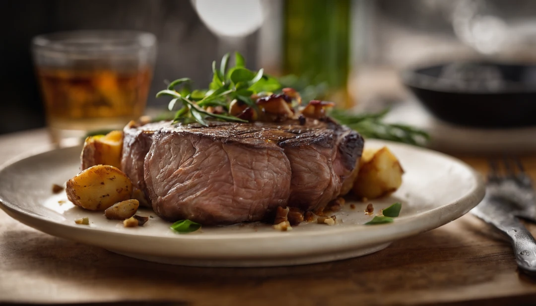 Food photography,Potato diced bone steak