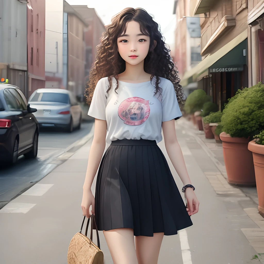 girl girl feels wavy hair, waist, skirt and cripedi coriana