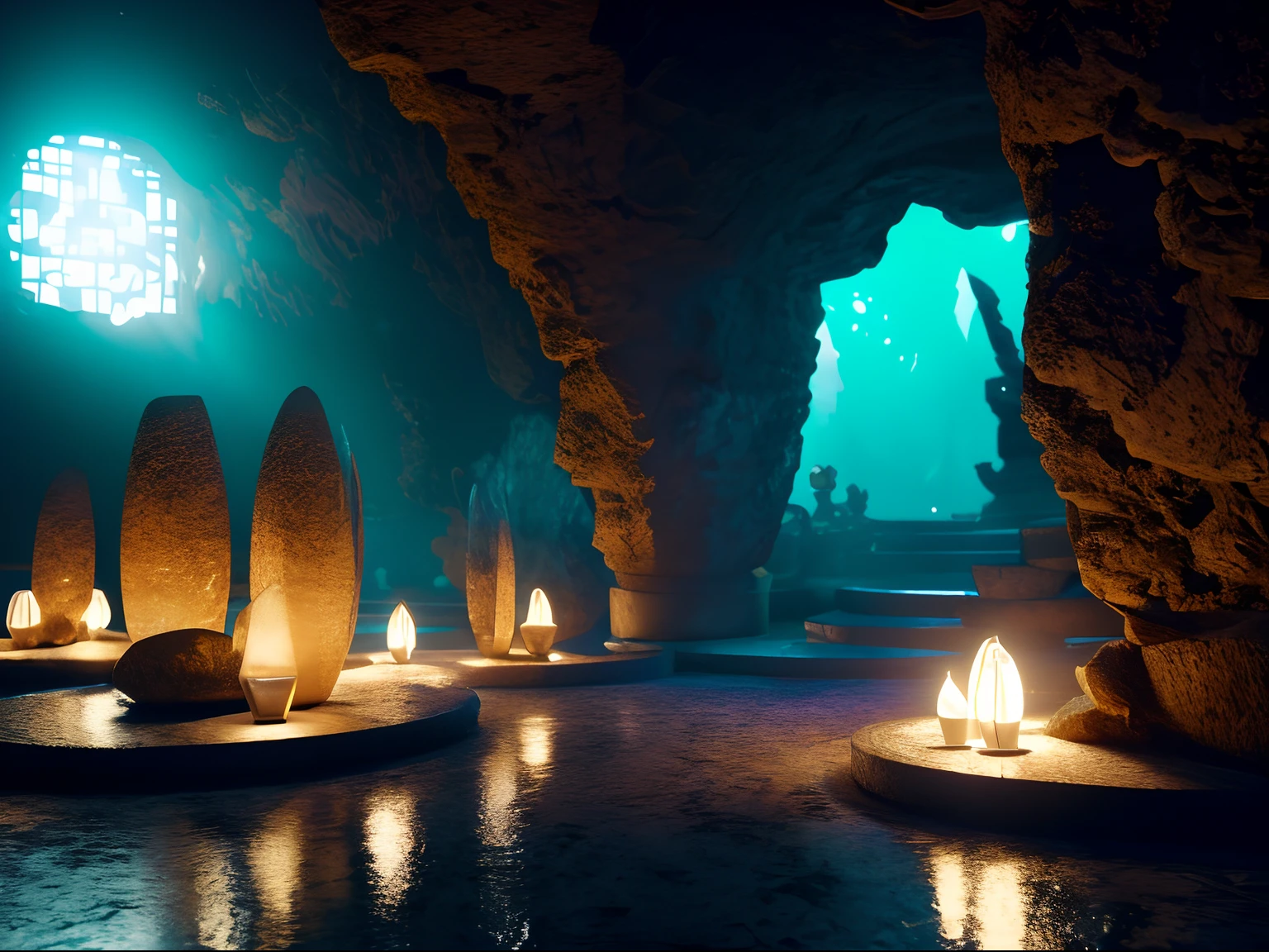 ( Masterpiece) create an image of a network of underground caves made of candlelights forming a flower, atic, Color Grading, portrait Photography, Ultra - Wide Angle, Depth of Field, hyper - detailed, beautifully color - coded, insane details, intricate details, beautifully color graded, Unreal Engine, Cinematic, Color Grading, Editorial Photography, Photography, Photoshoot, Shot on 70mm lens, Depth of Field, DOF, Tilt Blur, Shutter Speed 1/ 1000, F/ 22, White Balance, 32k, Super - Resolution, Megapixel, Pro Photo RGB, VR, Good, Massive, Half rear Lighting, Cinematic Lighting, Volumetric, Conte - Jour, Beautiful Lighting, Accent Lighting, Global Illumination, Screen Space Global Illumination, Ray Tracing Global Illumination, Optics, Scattering, Glowing, Shadows, Rough, Shimmering, Ray Tracing Reflections, Lumen Reflections.