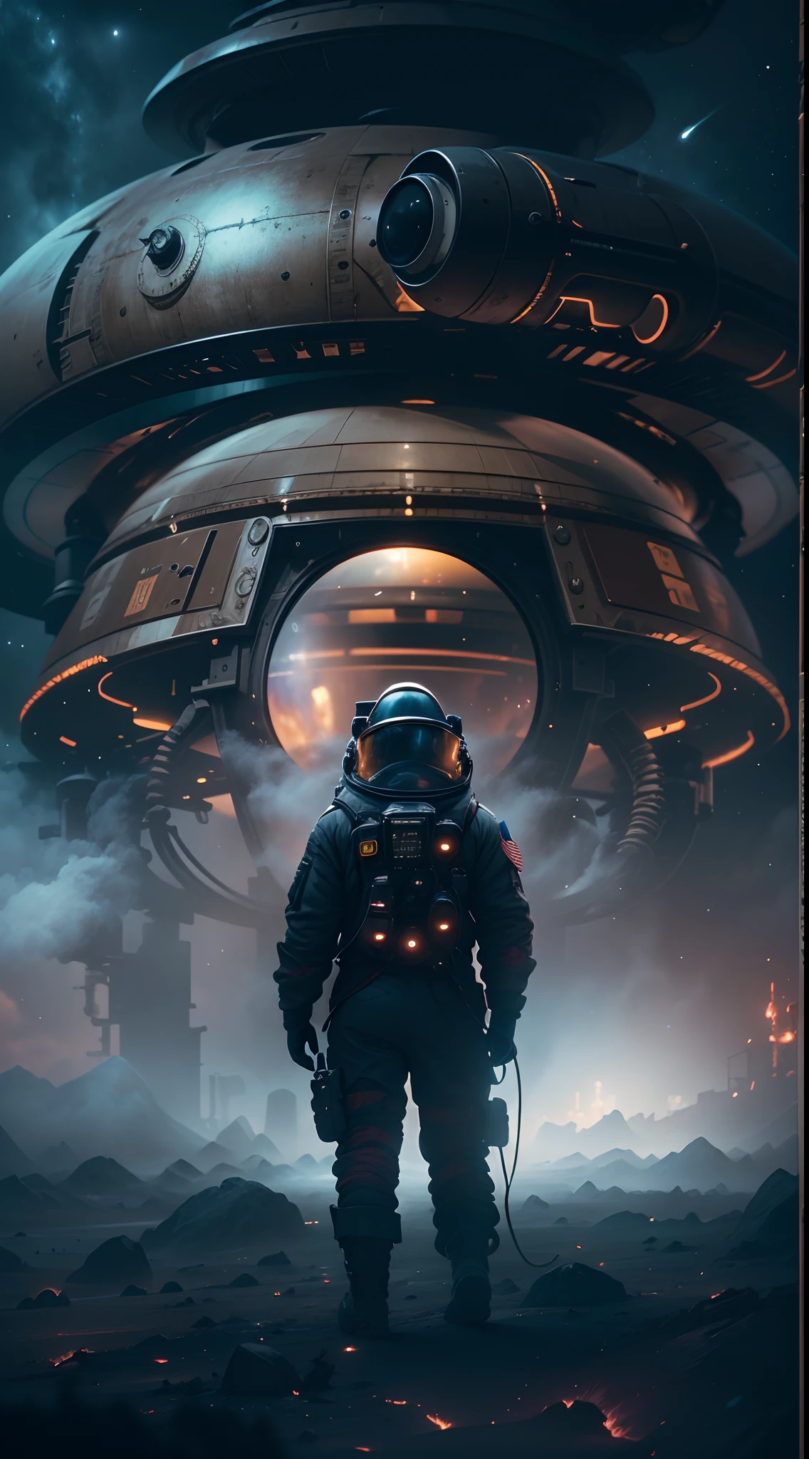 (Best quality,4K,8K,A high resolution,Masterpiece:1.2),(Realistic,Photorealistic,photo-realistic:1.37),Astronaut,Steam punk,film-noir,Otherworldly,Vivid colors,Dreamlike,Sci-fi,subtly lit,Atmospheric,view of the cosmos,Steam-powered machinery,Ethereal,hauntingly beautiful,Moody shadows,Retro-futuristic technology,Starlight fog,exploration,Adventure,Mystery,Galactic environment,exalted,Isolated heroine,Interstellar Travel,dramatic contrast,distant planets,Majestic face,Sci-fi fashion,Smoke and fog effects,contrasting textures,Timeless beauty