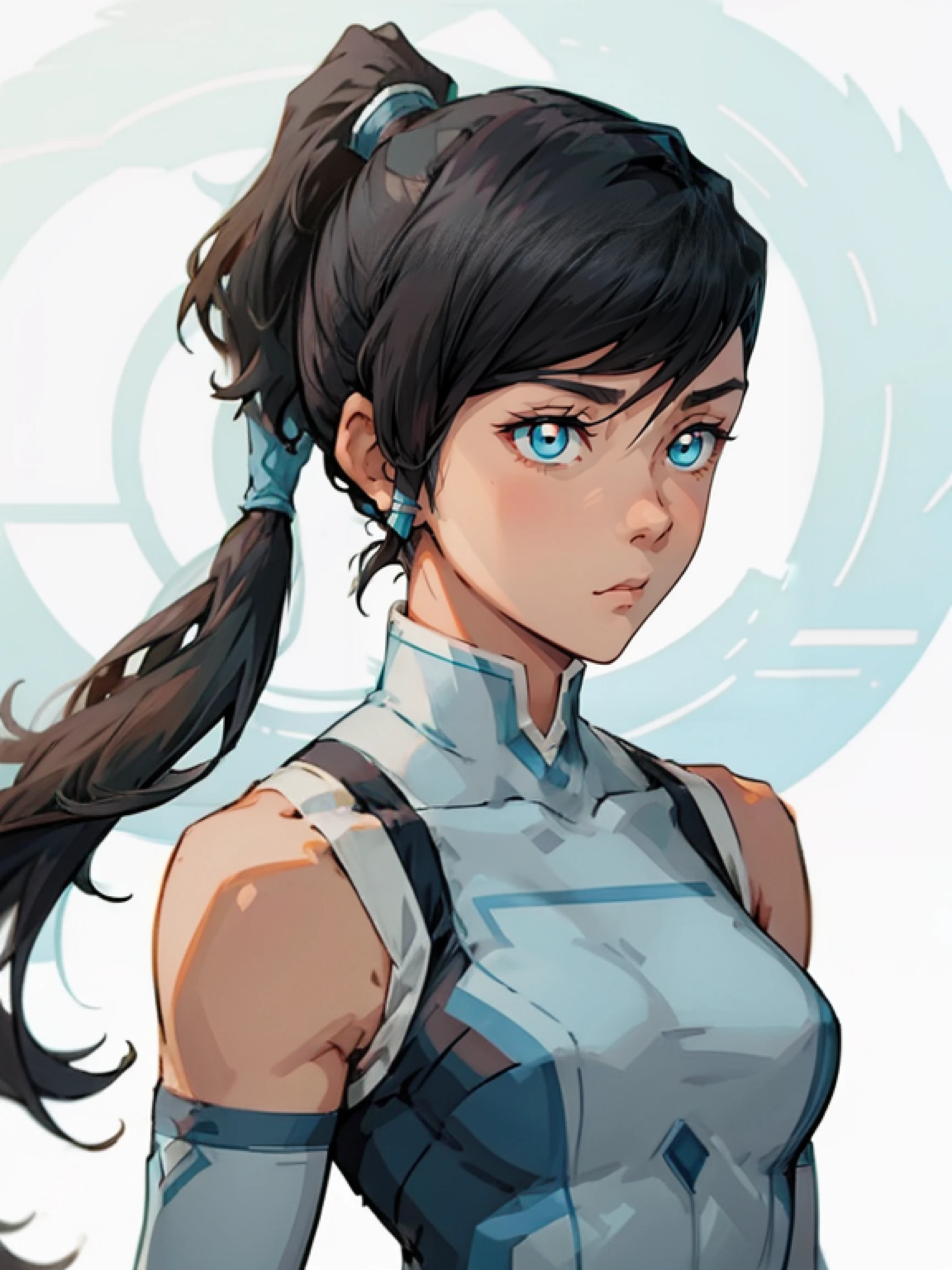 1girl, minimalism, Korra from Avatar, simple, clean:0.9, vector, darker skin,