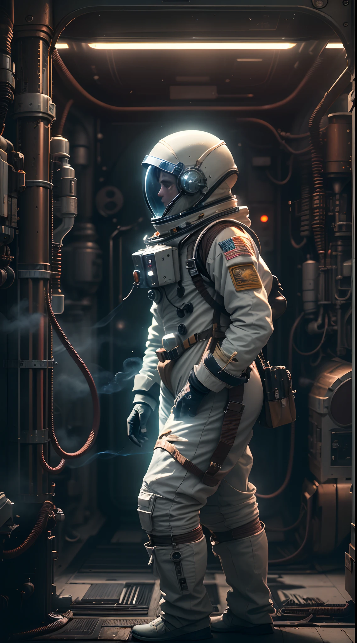 (Best quality,4K,8K,A high resolution,Masterpiece:1.2),(Realistic,Photorealistic,photo-realistic:1.37),Astronaut,Steam punk,film-noir,Otherworldly,Vivid colors,Dreamlike,Sci-fi,subtly lit,Atmospheric,view of the cosmos,Steam-powered machinery,Ethereal,hauntingly beautiful,Moody shadows,Retro-futuristic technology,Starlight fog,exploration,Adventure,Mystery,Galactic environment,exalted,Isolated heroine,Interstellar Travel,dramatic contrast,distant planets,Majestic face,Sci-fi fashion,Smoke and fog effects,contrasting textures,Timeless beauty