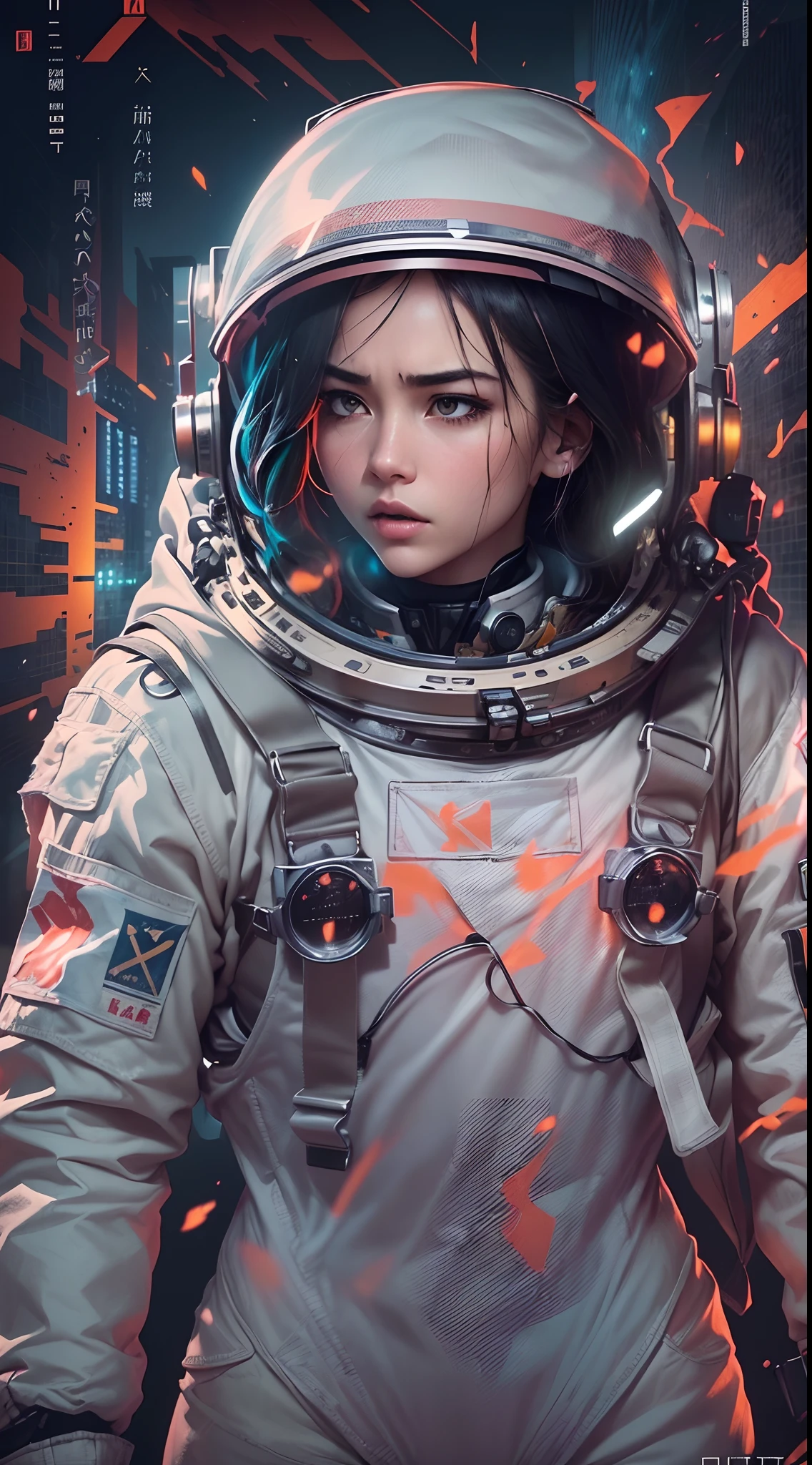 ((((Dramatic))), (((grittiness))), (((Intense))) The movie poster shows a young woman((The astronaut))is the central figure。(She stands confidently in the center of the poster)。The background is dark and gritty，There is a sense of danger and a strong feeling。The text is bold and eye-catching，With catchy slogans，Adds to the overall drama and excitement。The color palette is dominated by dark colors，Dotted with bright colors，Make the poster dynamic and visually striking，tachi-e (Magazines:1.3), (Cover-style:1.3), Fashionab, woman, vibrant, Outfit, posing on a, Front,rich colourful，dyna，Background with，element in，self-assured，Expressing the，halter，statement，Attachment，A majestic，coil，Runt，Touching pubic area，Scenes，text，Cover of a，boldness，attention-grabbing，titles，Fashionab，typeface，Catchy，titles，more big，Smart、moderno、Trendy、focus-on、Fashionab、