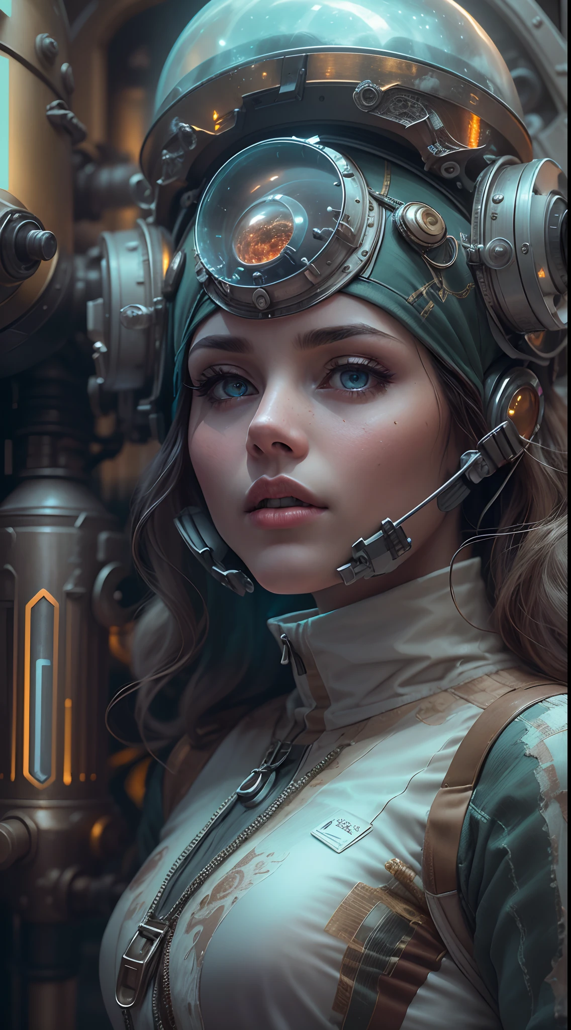 (Best quality,4K,8K,A high resolution,Masterpiece:1.2),Ultra-detailed,(Realistic,Photorealistic,photo-realistic:1.37),Astronaut,Steam punk,film-noir,Otherworldly,Vivid colors,Dreamlike,Sci-fi,subtly lit,Atmospheric,view of the cosmos,Steam-powered machinery,Ethereal,hauntingly beautiful,Moody shadows,Retro-futuristic technology,Starlight fog,exploration,Adventure,Mystery,Galactic environment,exalted,Isolated heroine,Interstellar Travel,dramatic contrast,distant planets,Majestic face,ornate detail,Sci-fi fashion,Extremely detailed suit,Smoke and fog effects,contrasting textures,Timeless beauty