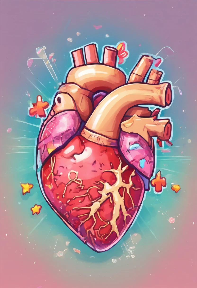 "A Human Anatomy Heart,with an explosion button on top of it,and a hand that's glued to the bottom,Hand should be like a part of the heart,The hand is wanting to open that button