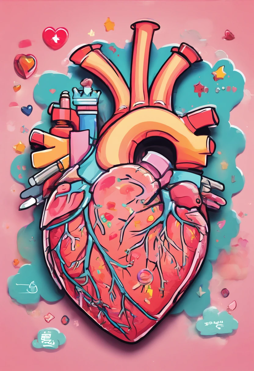 "A Human Anatomy Heart,with an explosion button on top of it,and a hand that's glued to the bottom,Hand should be like a part of the heart,The hand is wanting to open that button