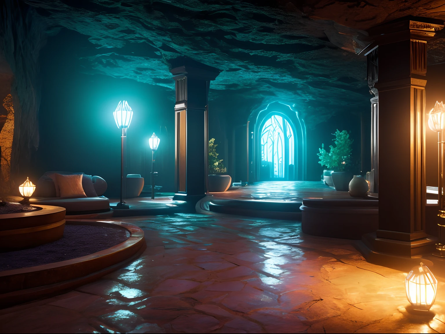 ( Masterpiece) create an image of a network of underground caves made of candlelights forming a flower, atic, Color Grading, portrait Photography, Ultra - Wide Angle, Depth of Field, hyper - detailed, beautifully color - coded, insane details, intricate details, beautifully color graded, Unreal Engine, Cinematic, Color Grading, Editorial Photography, Photography, Photoshoot, Shot on 70mm lens, Depth of Field, DOF, Tilt Blur, Shutter Speed 1/ 1000, F/ 22, White Balance, 32k, Super - Resolution, Megapixel, Pro Photo RGB, VR, Good, Massive, Half rear Lighting, Cinematic Lighting, Volumetric, Conte - Jour, Beautiful Lighting, Accent Lighting, Global Illumination, Screen Space Global Illumination, Ray Tracing Global Illumination, Optics, Scattering, Glowing, Shadows, Rough, Shimmering, Ray Tracing Reflections, Lumen Reflections.