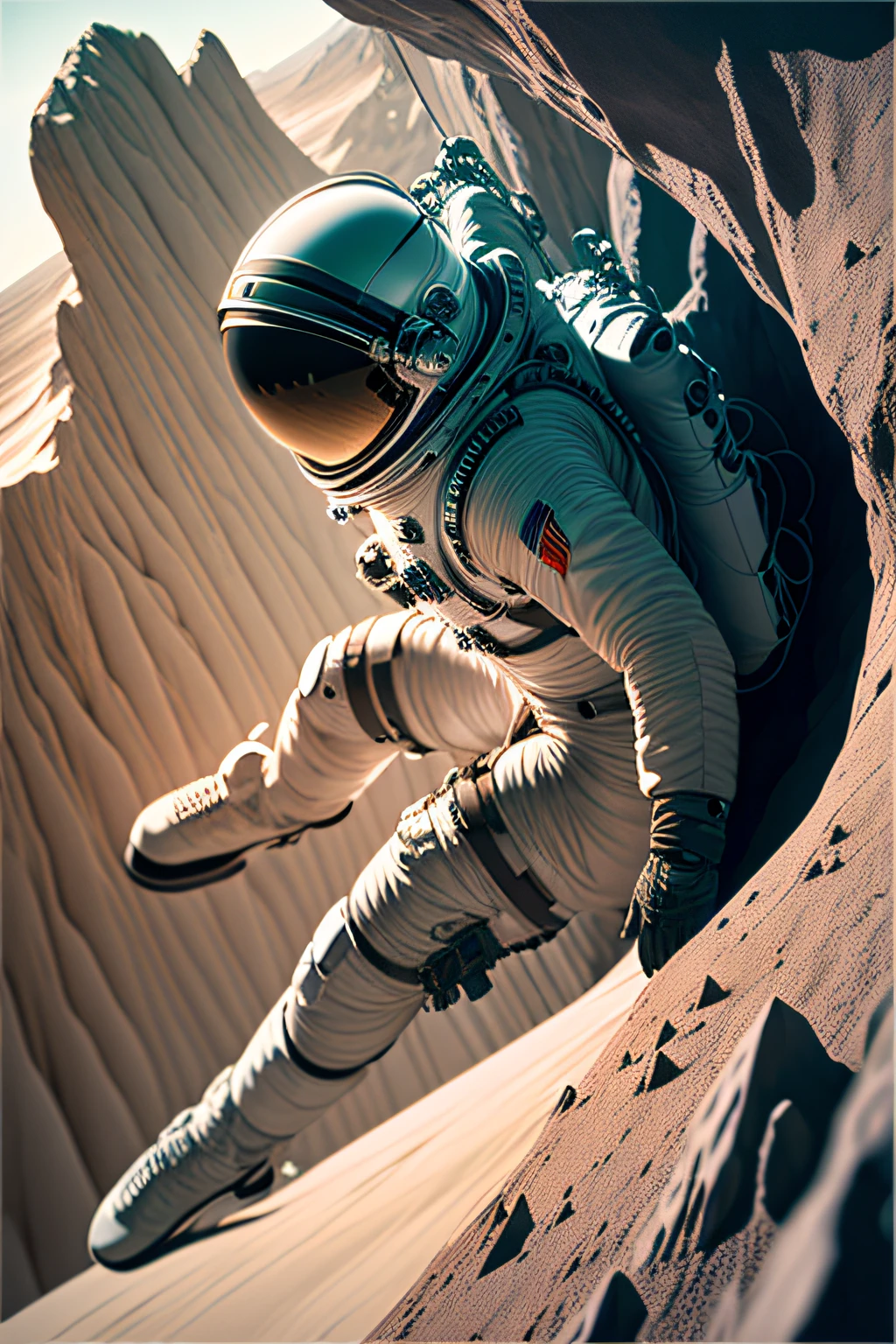 The astronaut, climbing the asteroid,4K Ultra HD, 超高分辨率, (Photorealistic: 1.4), Best quality,Masterpiece,