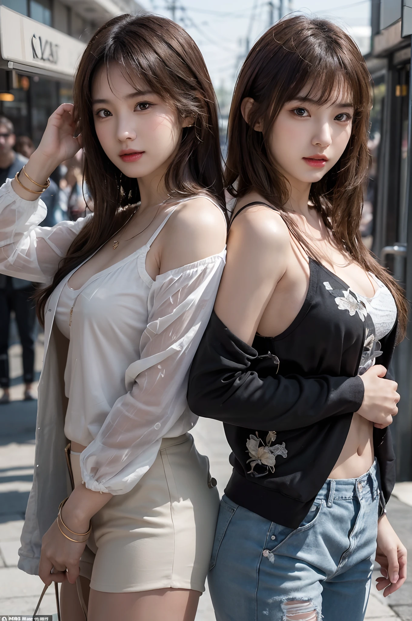 Ray tracing,RAW photogr,The proportions are the same for all races, All faces and pictures must be different,((Close-up portrait of two young people_Women))