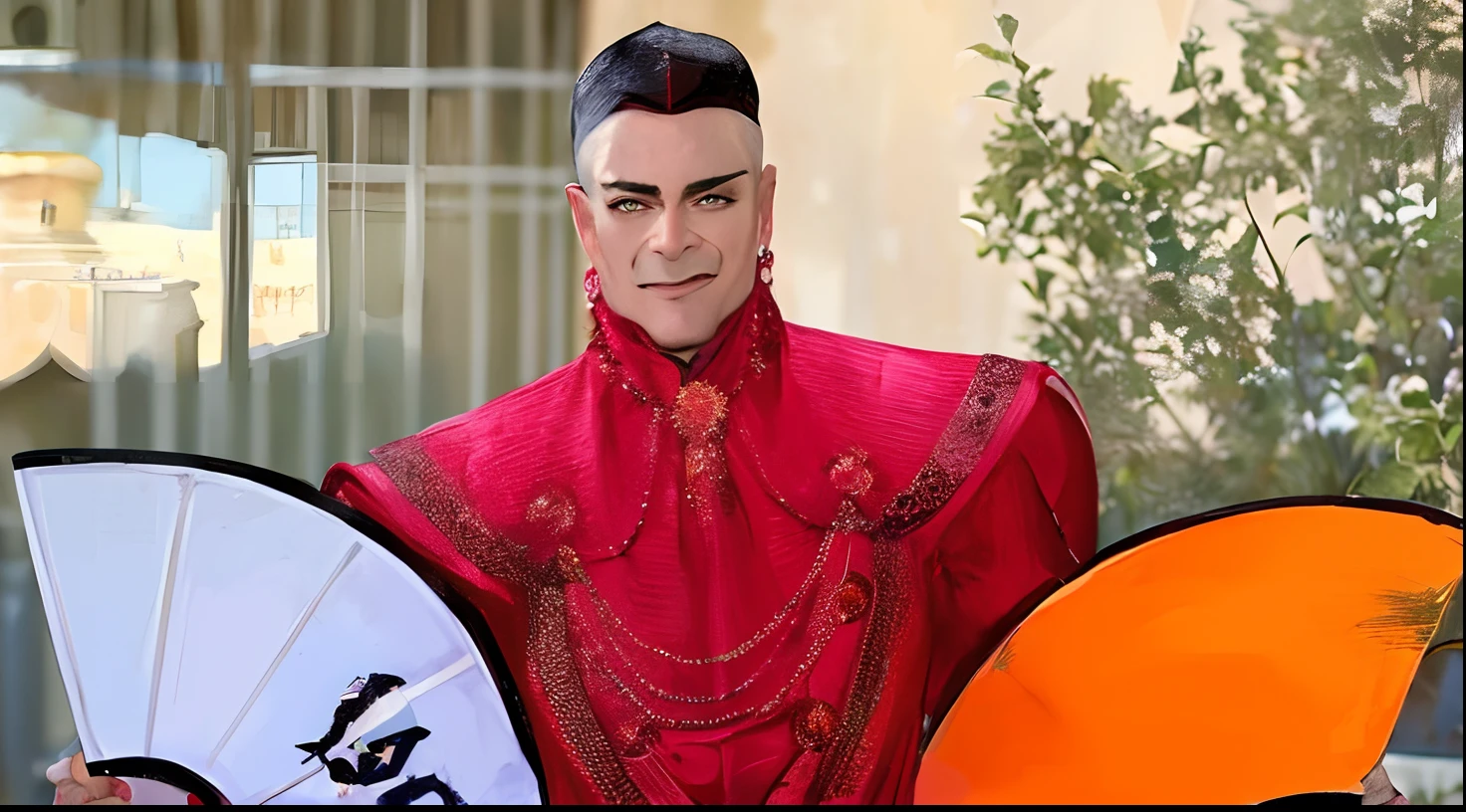 ((masterpiece,best quality)), absurdres, Jafar_Disney, solo, 1boy, smug, smiling, looking at viewer, cowboy shot, cinematic composition, dynamic pose