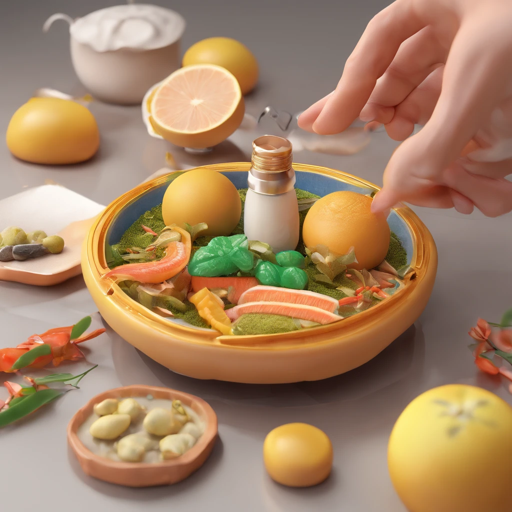 TCM IP, Bright eyes, Lovely image,Wear a collar, planar, Traditional Chinese medicine related, a blind box toy, Glossy and delicate,Clean background, Good gloss, 3D rendering of,Best quality