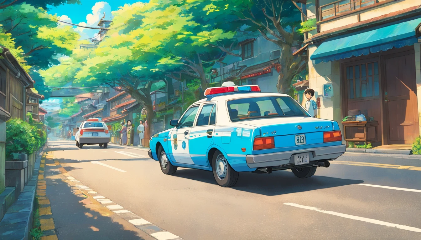 Runaway Japan police car、Pen drawing