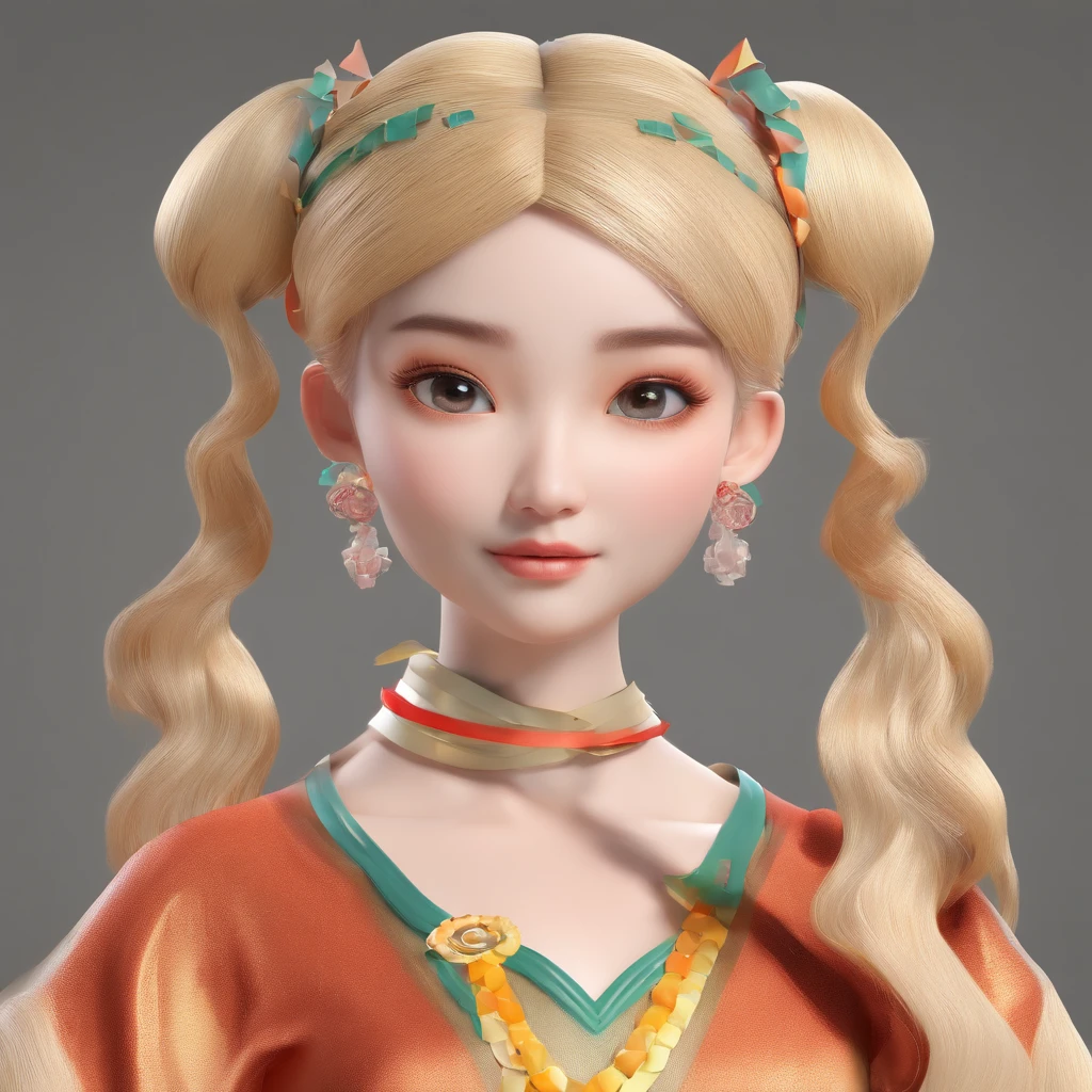TCM IP, Bright eyes, Lovely image,Wear a collar, 3 d model, Traditional Chinese medicine related, a blind box toy, Glossy and delicate,Clean background, Good gloss, 3D rendering of,Best quality