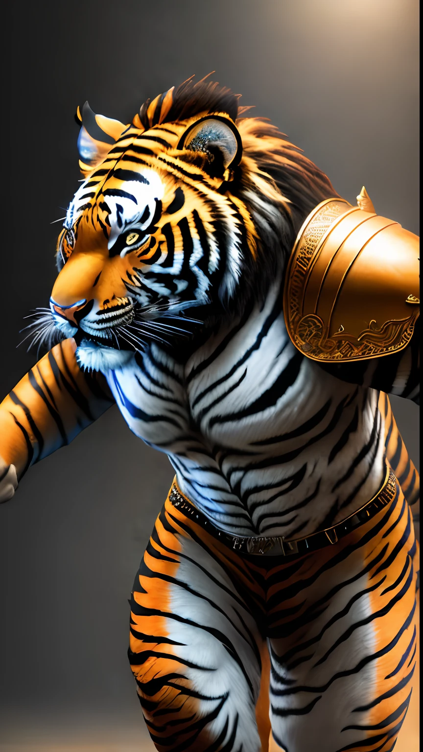 Animalrizz   ((tigers)) 10, masterpiece, highres, Absurd,photorealistic portrait, Parley_armature, Lion in Armor ,Wear Parley_armature, Massive futuristic armor, running, move, Rocket propulsion,((from the side))
