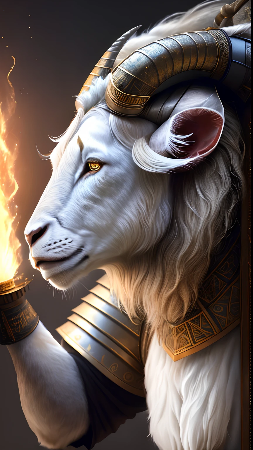 Animalrizz   ((goat)) 10, masterpiece, highres, Absurd,photorealistic portrait, Parley_armature, Lion in Armor ,Wear Parley_armature, Massive futuristic armor, running, move, Rocket propulsion,((from the side))