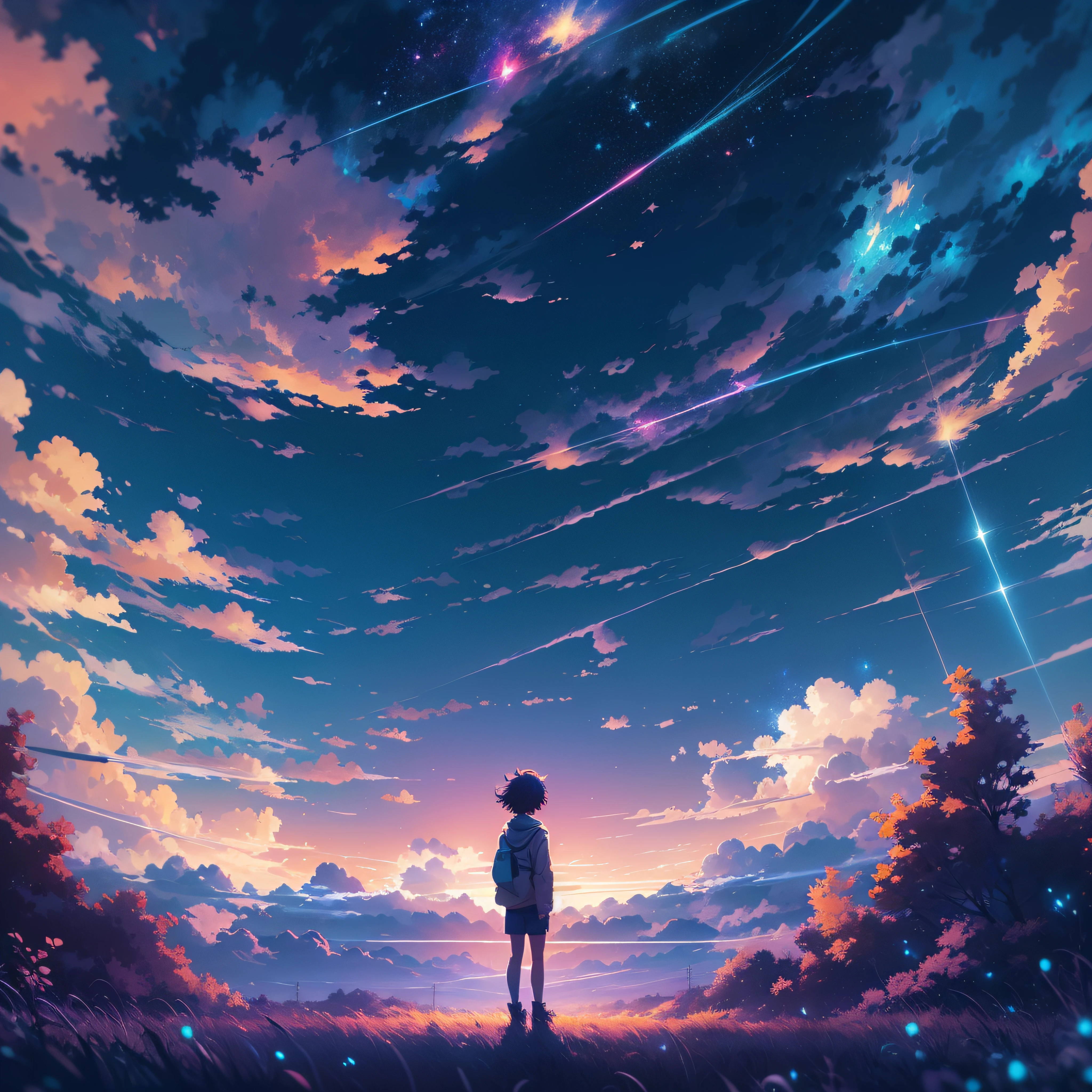 anime anime wallpapers with a view of the sky and stars, cosmic skies. by makoto shinkai, anime art wallpaper 4 k, anime art wallpaper 4k, anime art wallpaper 8 k, anime sky, amazing wallpaper, anime wallpaper 4 k, anime wallpaper 4k, 4k anime wallpaper, makoto shinkai cyril rolando, anime background art