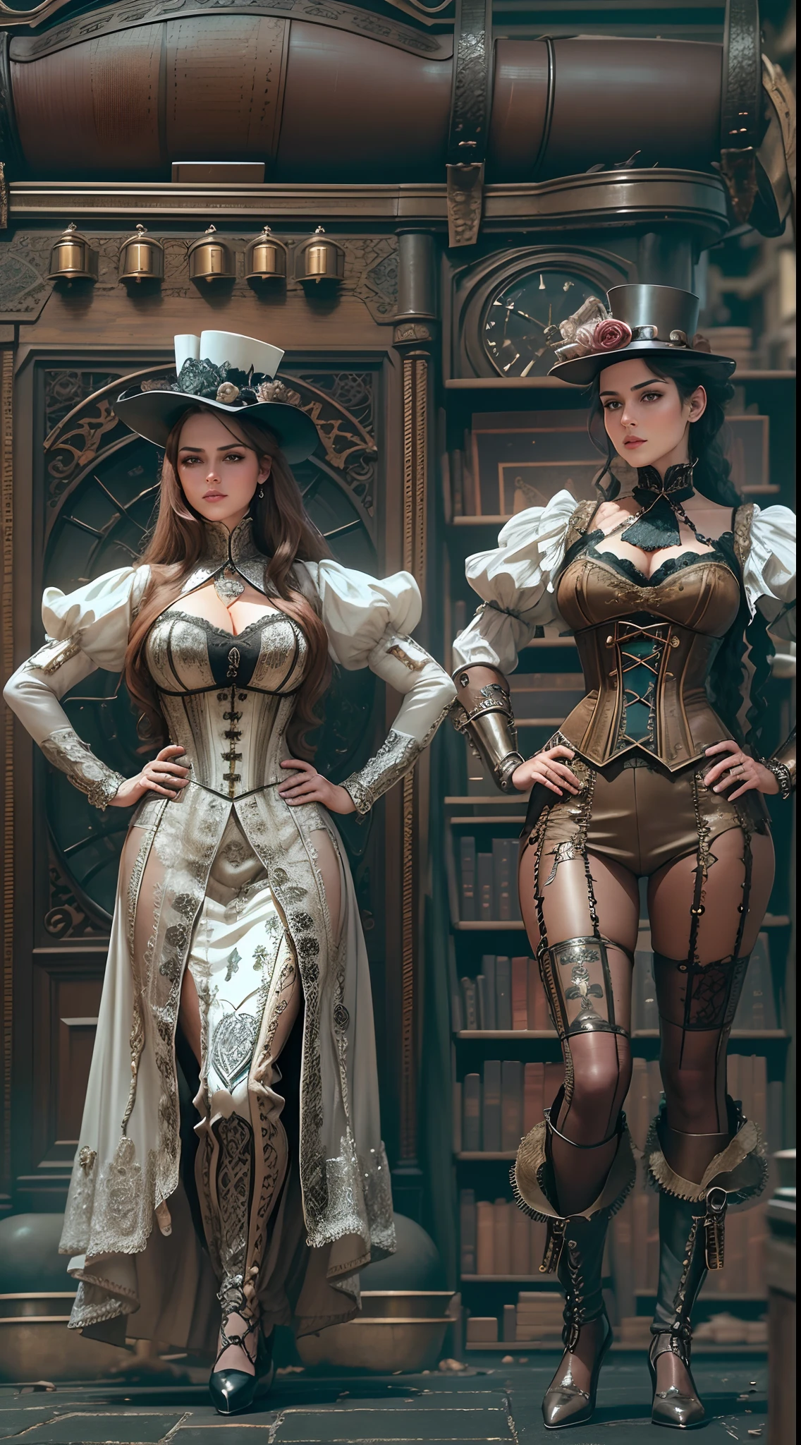(Best quality,4K,8K,A high resolution,Masterpiece:1.2),Ultra-detailed,(Realistic,Photorealistic,photo-realistic:1.37),Steam punk,Another world,Dream-like,Isolated heroine, Intricate lace pattern and corset, Unique and refined costumes reminiscent of the Victorian era, Goggles and top hat,Beautifully designed jewelry and accessories, sci fi  movie, Detailed gears, victorian age, towering skyscrapers, Advanced machinery, metalictexture, Mechanical devices, Futuristic gadgets, Mysterious fog, Airships float in the sky, Intricate clockwork mechanisms, Ethereal lighting, Vintage futuristic fashion, Steam-powered locomotive, Dilapidated factories, Cobblestone streets, Antique storefront, .