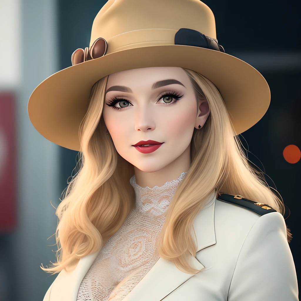 Criar uma foto da Amalia Holm como a personagem do desenho Carmen Sandiego